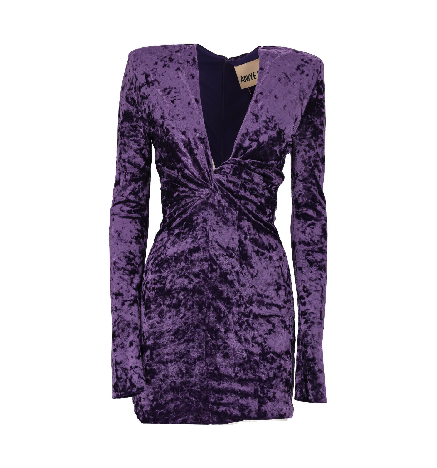 Abito tubino corto in velluto con spalline e scollo profondo