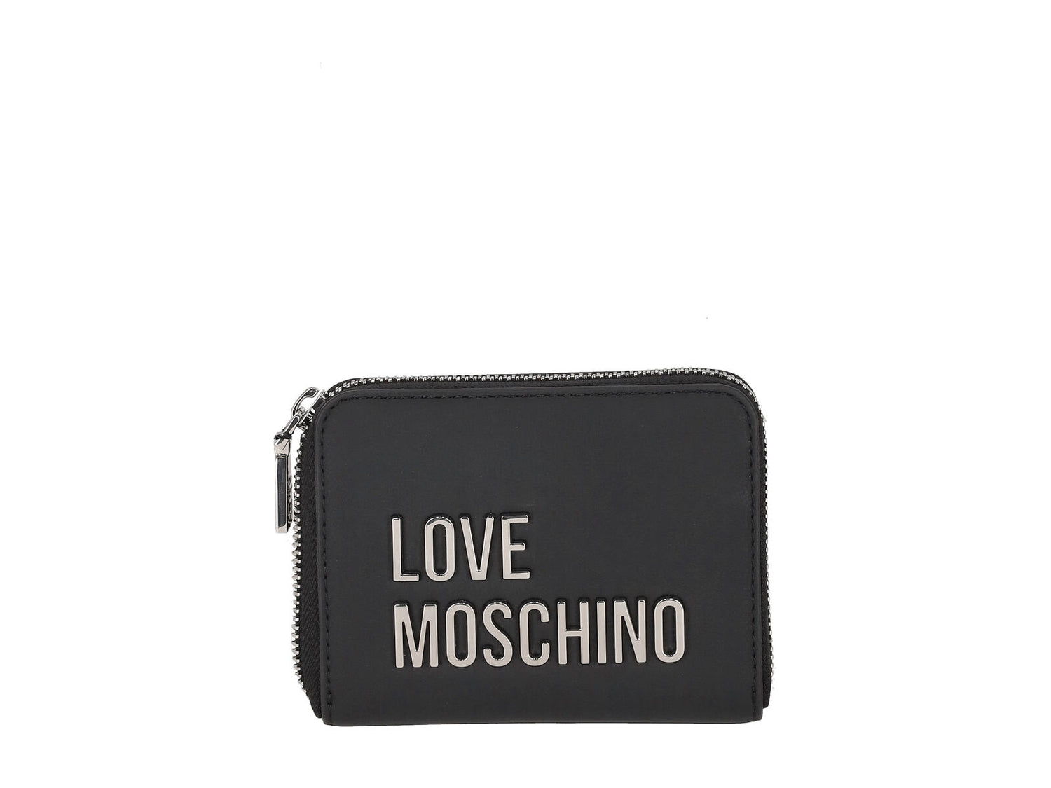Portafoglio zip around con logo lettering argento grande