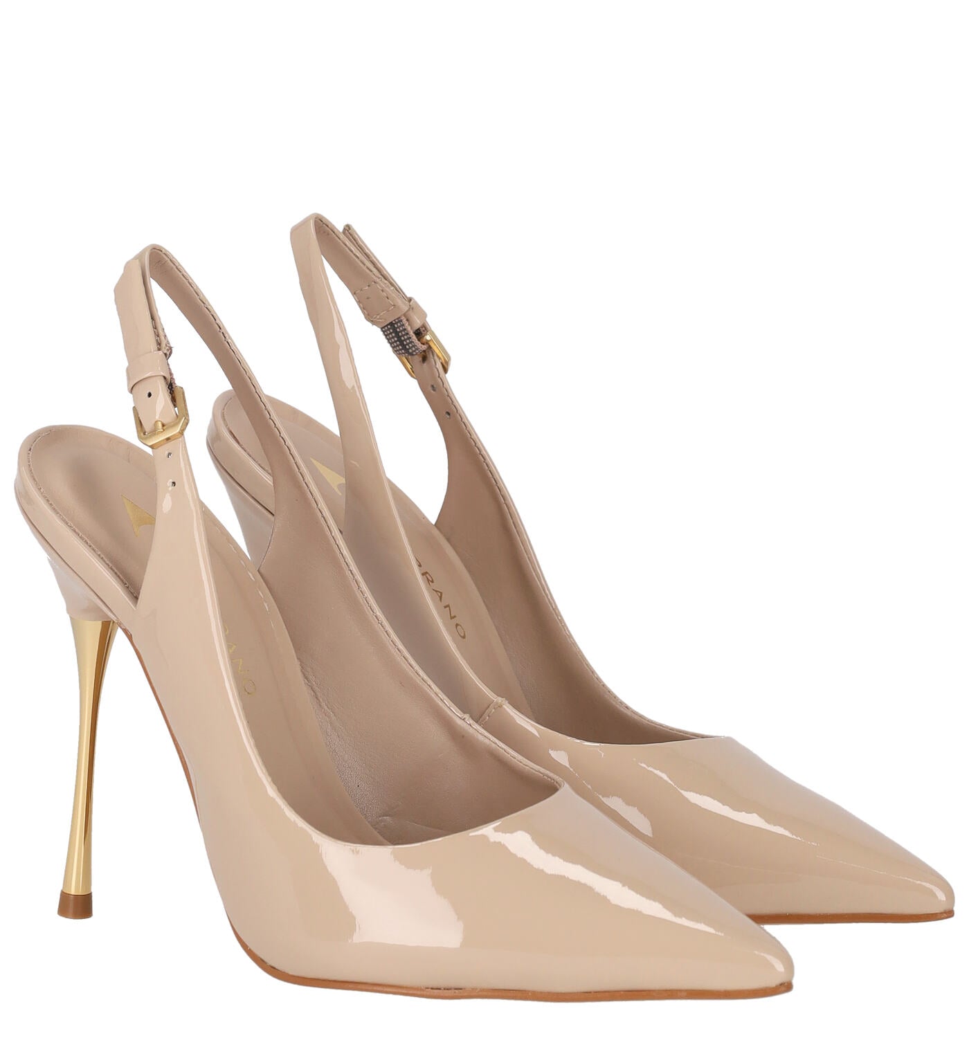 Chanel in vernice tacco oro alto 11 cm