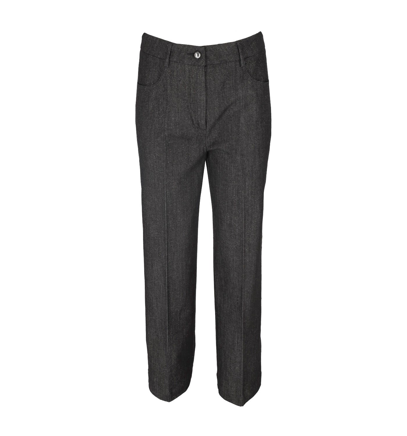 Pantalone a palazzo in tessuto denim lurex