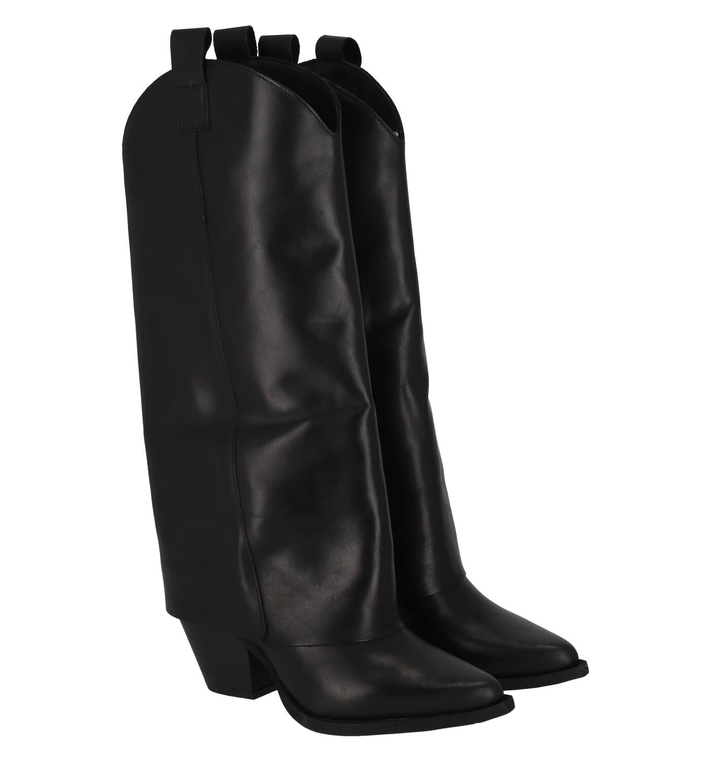 Stivale texano con risvolto , tacco altezza 8 cm .