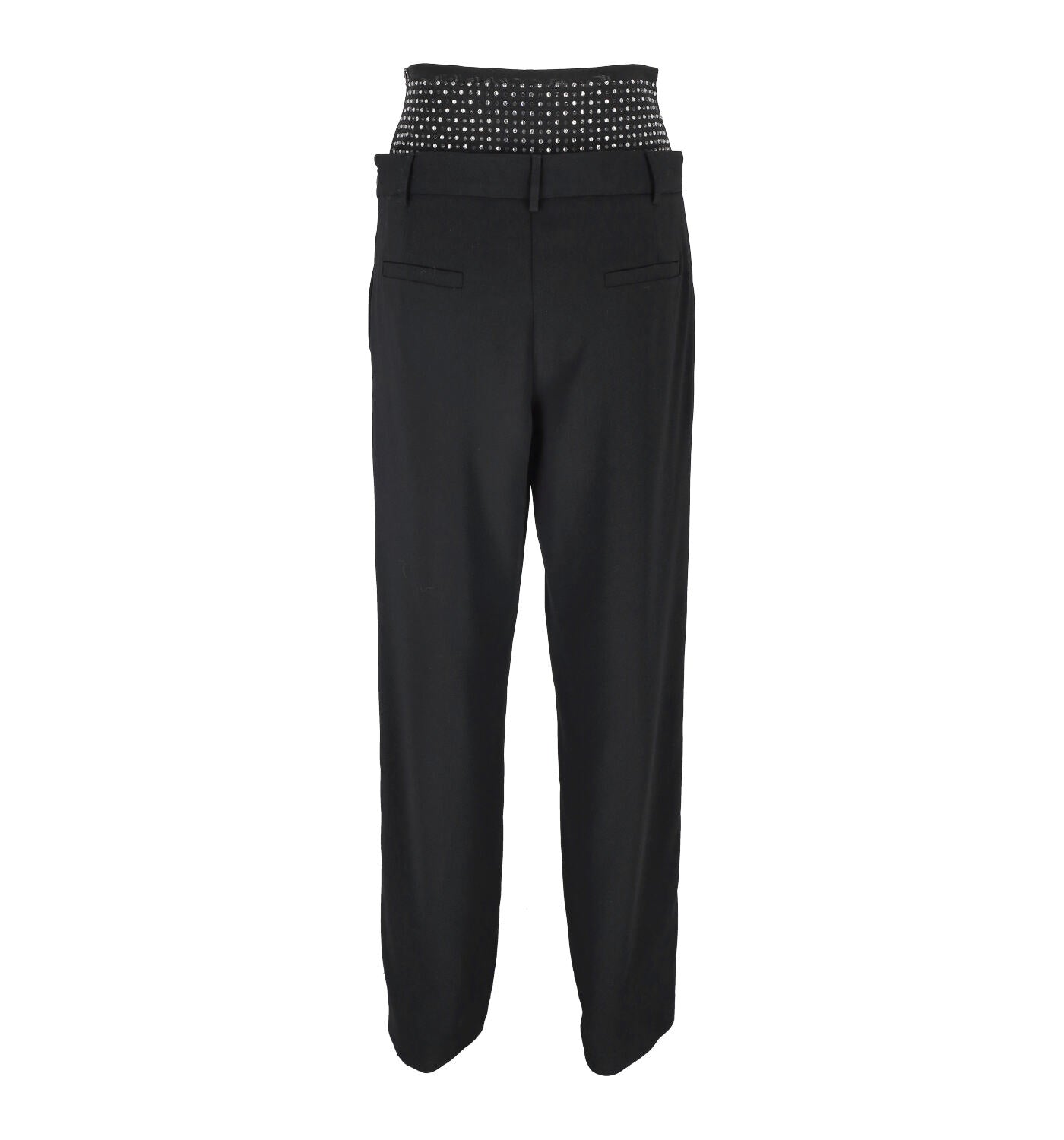 Pantalone con fascia elastica in vita decorata con strass