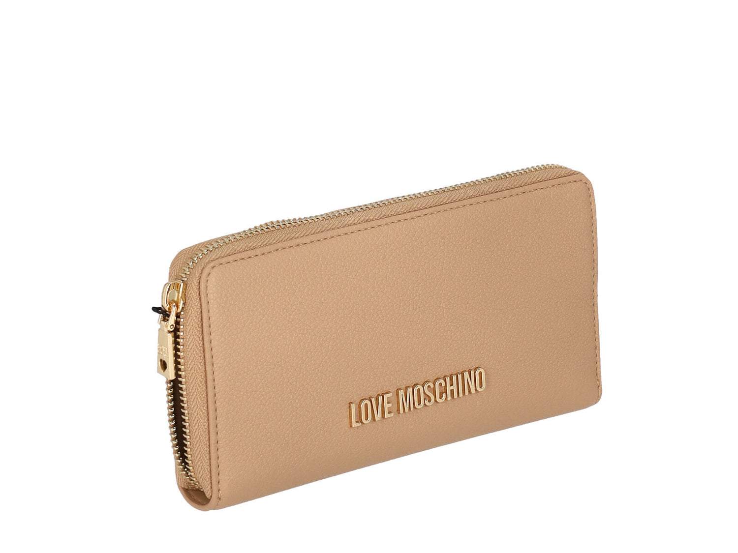 Portafoglio grande zip around con logo lettering piccolo oro