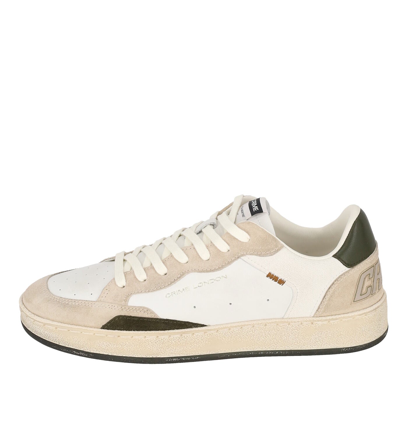 Sneakers in vitello e camoscio con riporto verde