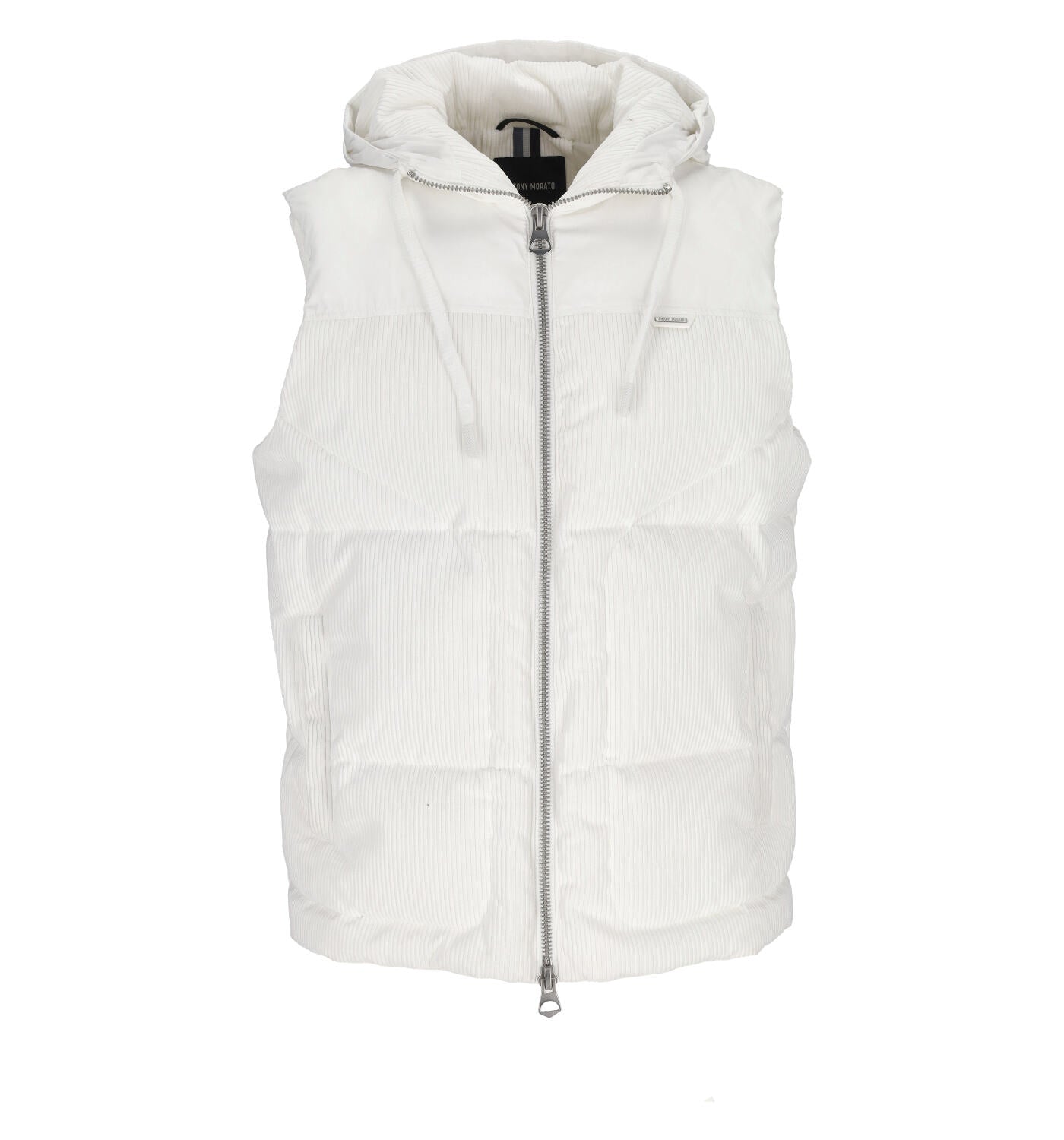 Giubbino smanicato a costine con chiusura zip