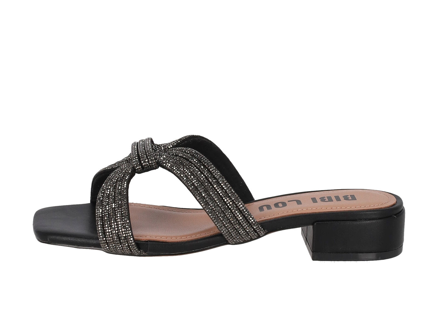 Scalzato in pelle con strass