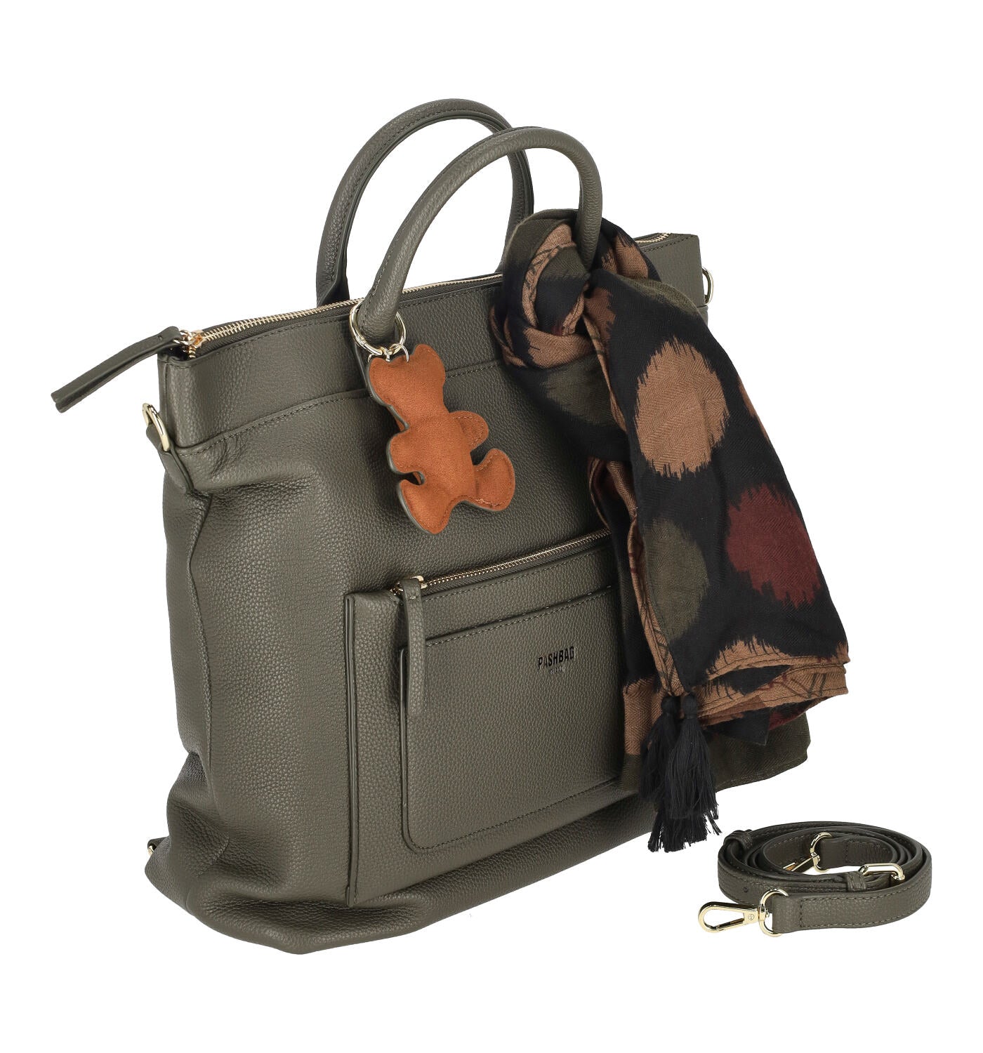 Borsa/zaino con manici corti, tracolla regolabile e spallacci removibili