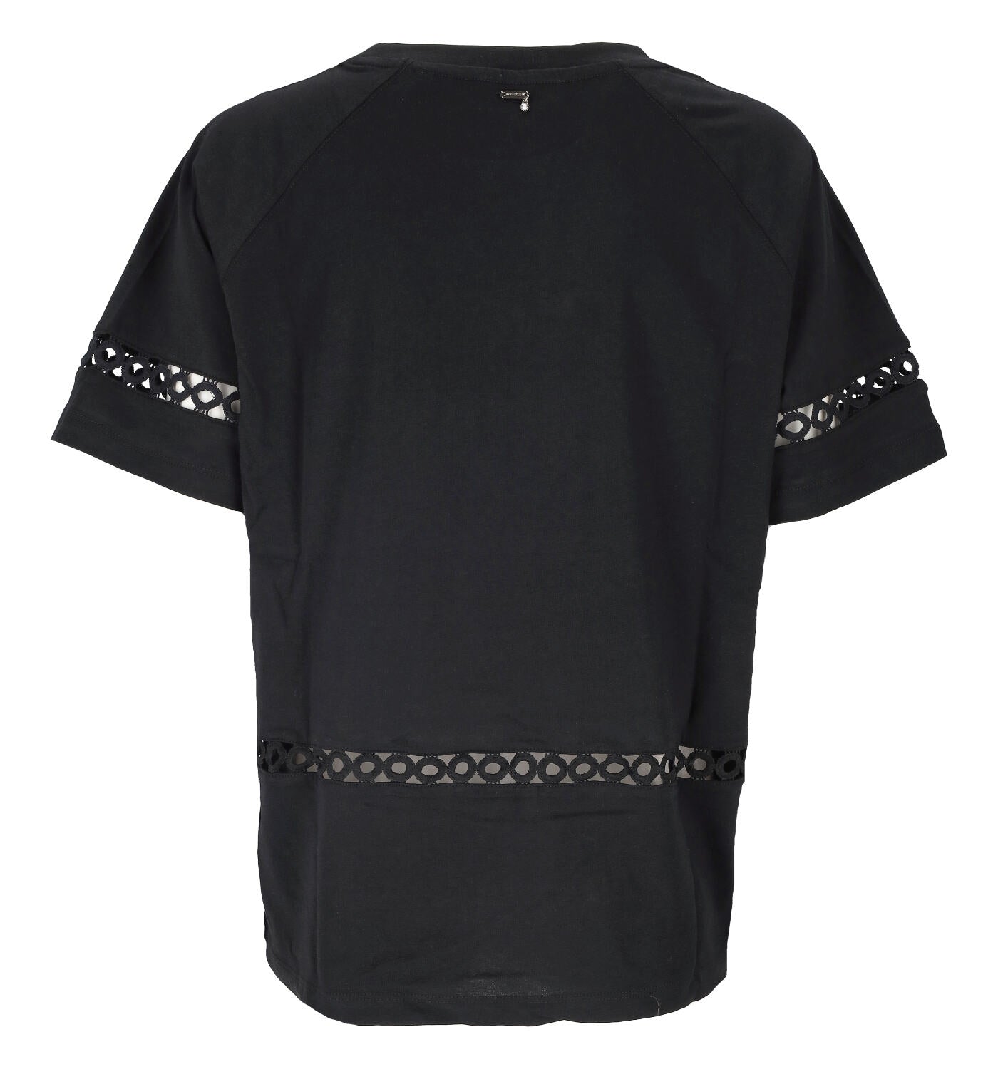 T-shirt mezza manica con inserti in pizzo traforato