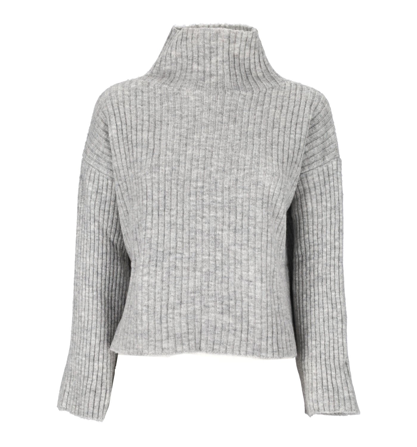 Maglione corto con costine e collo alto