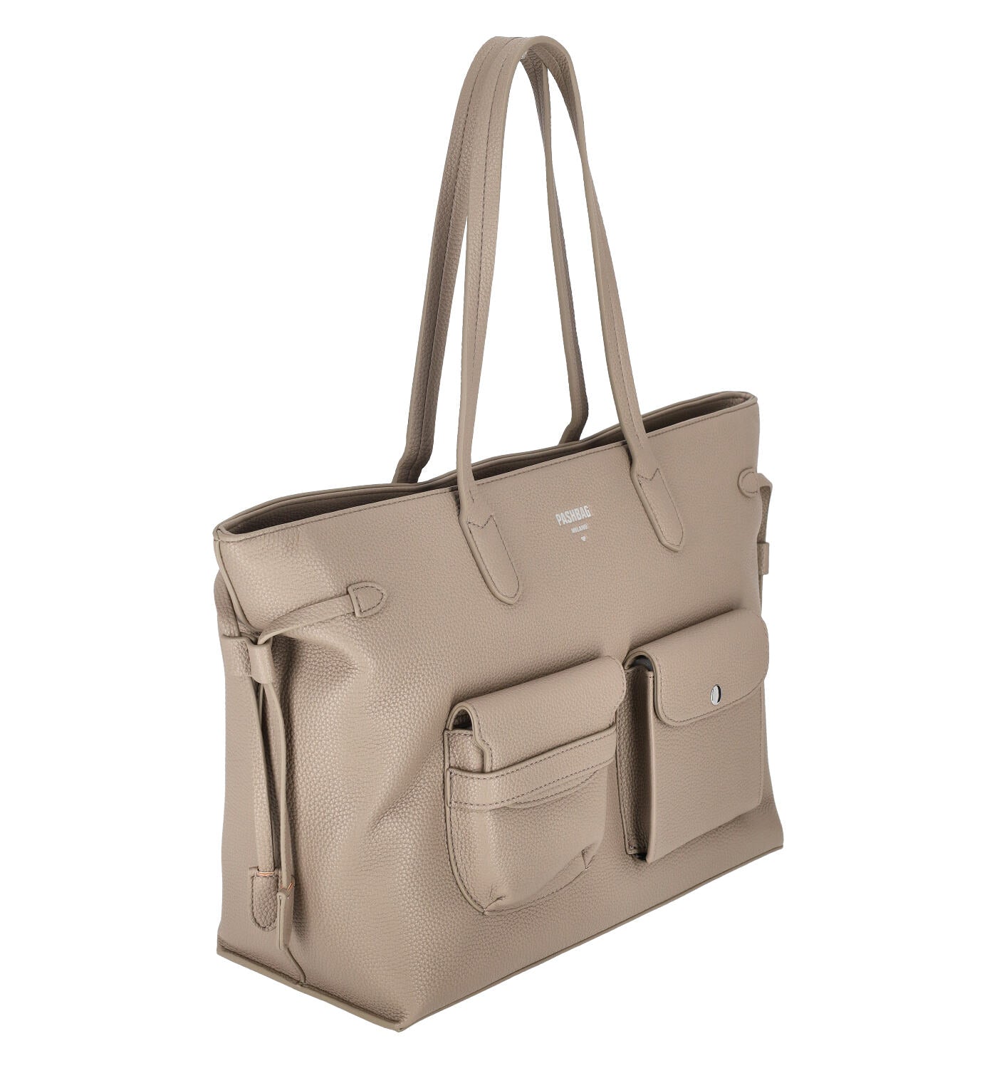 Borsa shopping con due tasche frontali e chiusura a zip