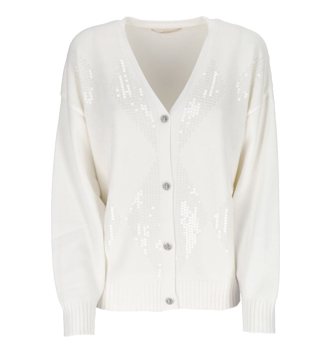 Cardigan a rombi vestibilità over decorato con paillettes