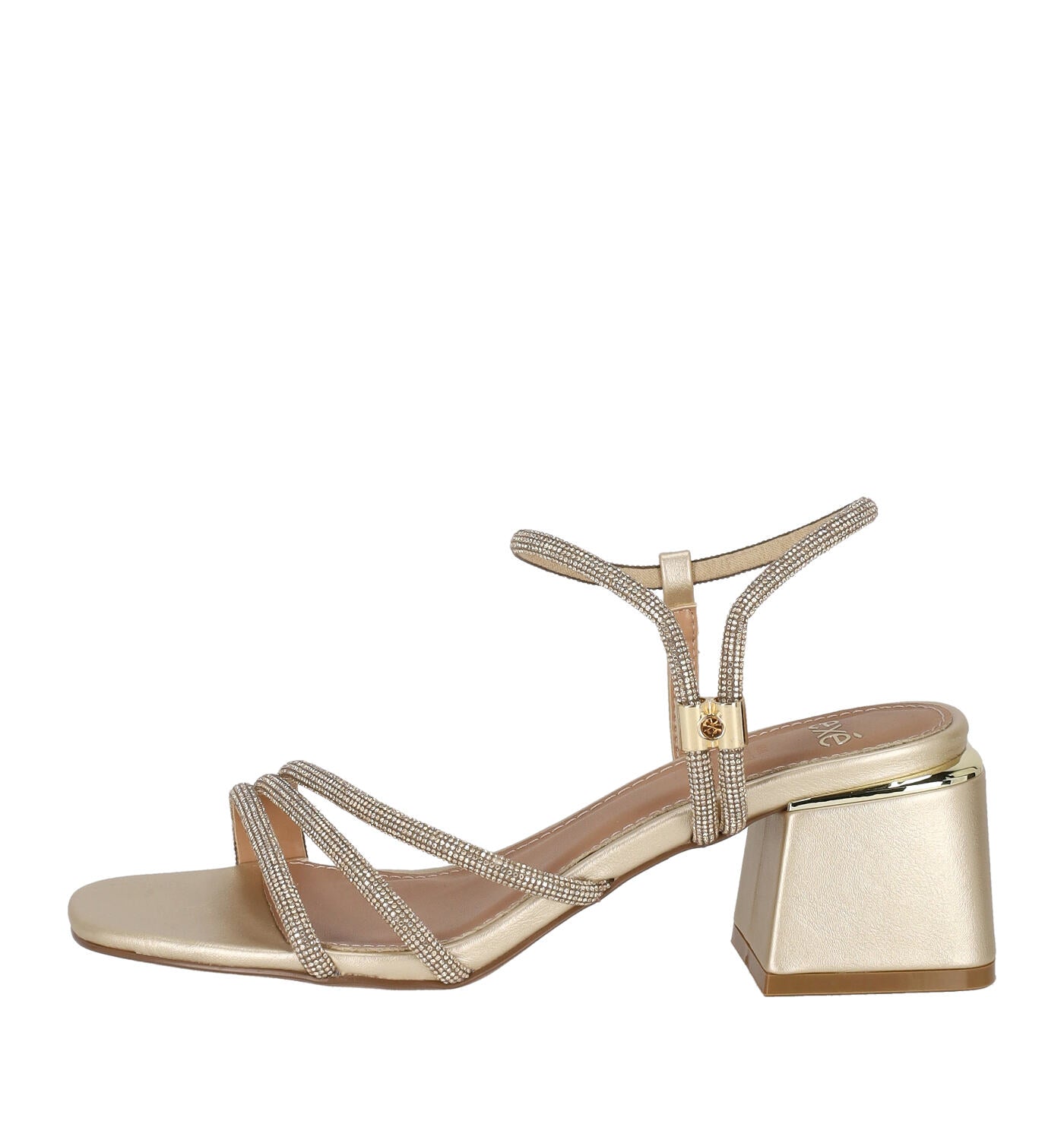 Sandalo con strass tacco largo, tacco alto 5 cm CARMEN