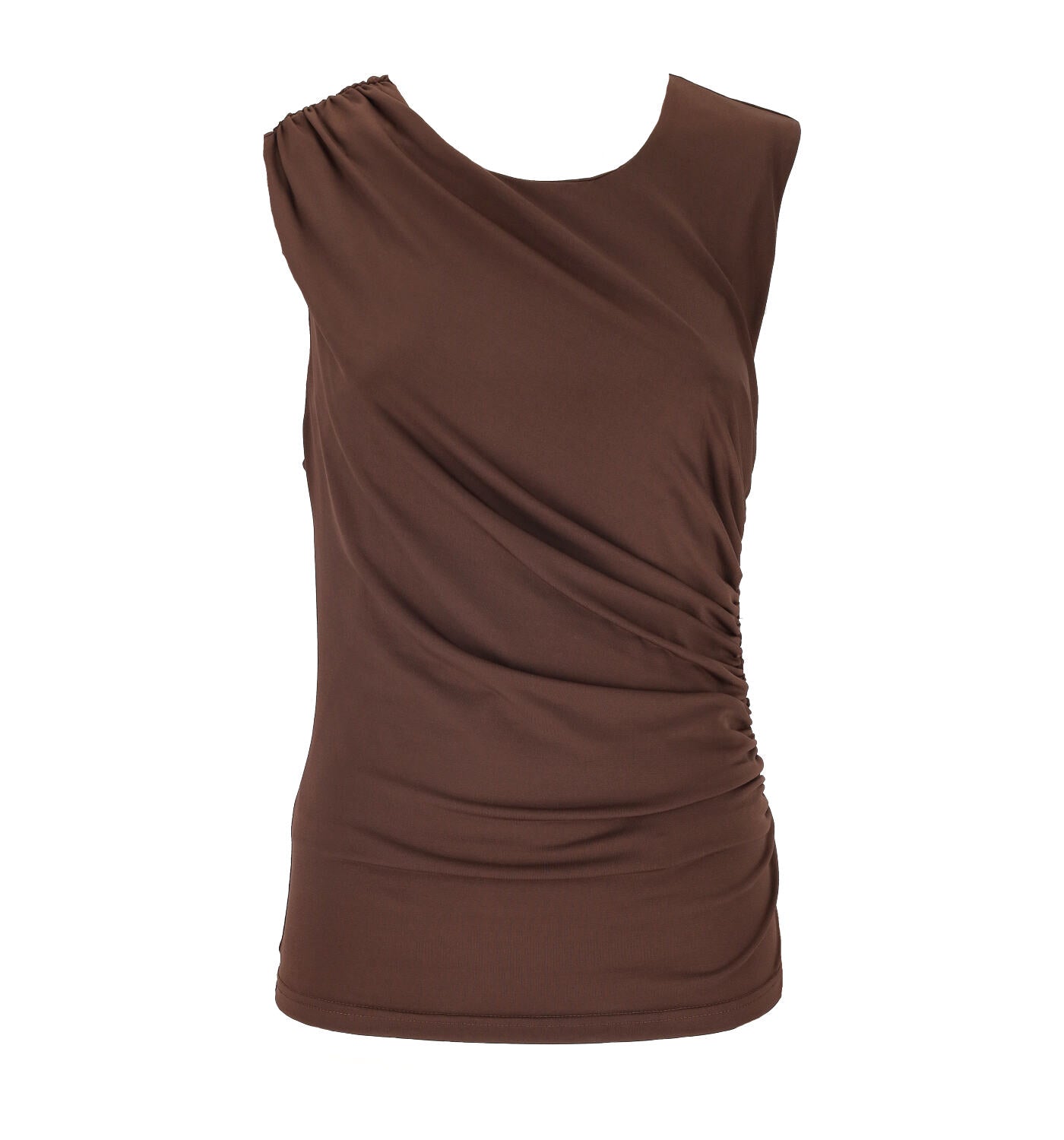 Blusa giro manica con drappeggio laterale