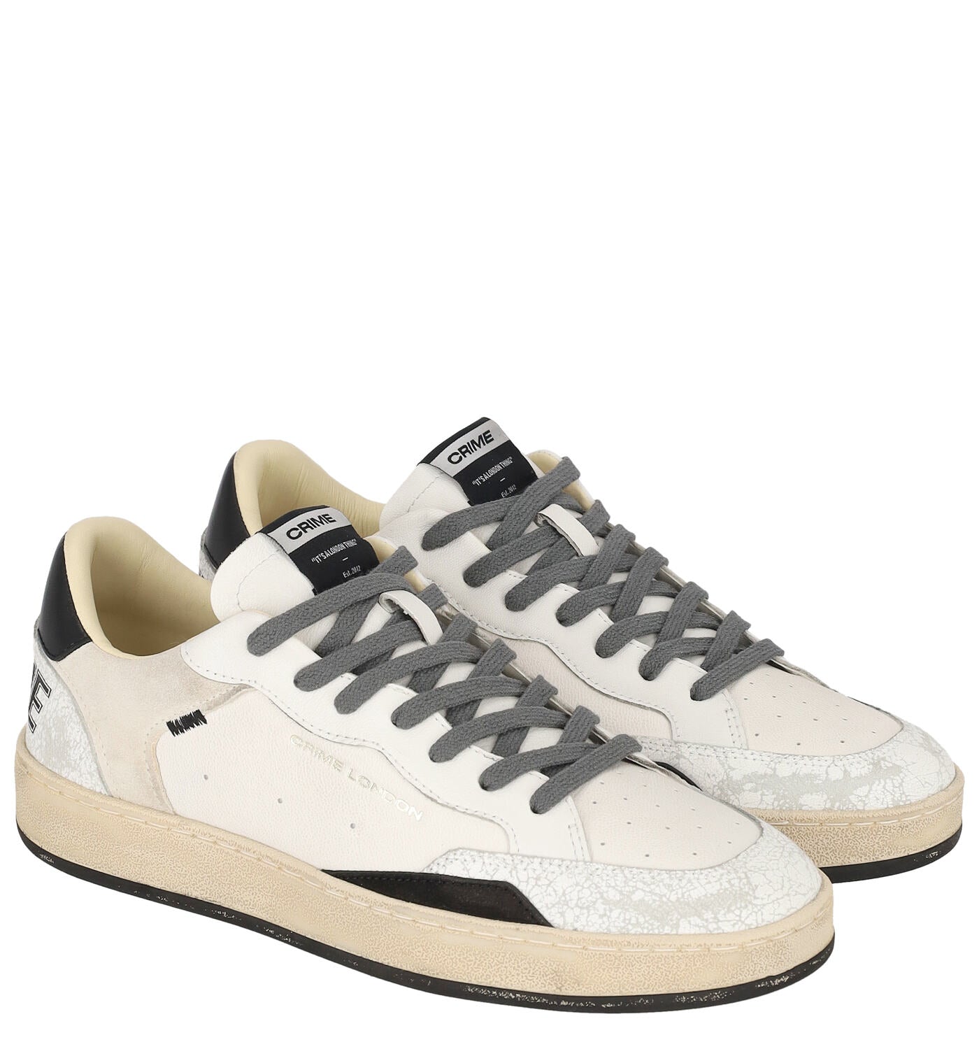 Sneakers in vitello con riporto nero