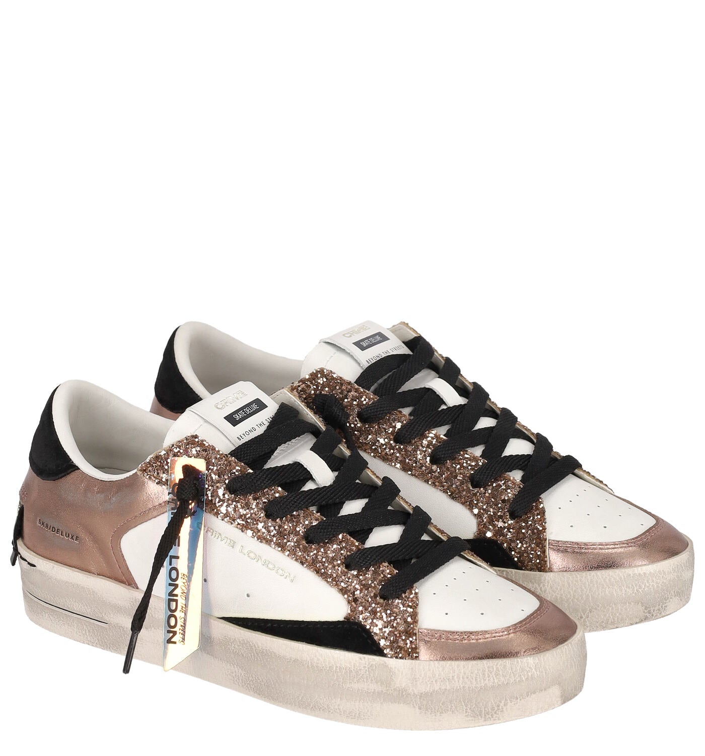 Sneakers con suola in gomma e riporti metallizzati rame
