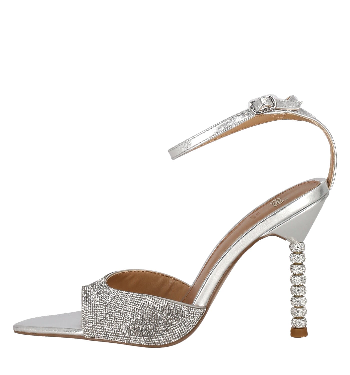 Sandalo forma a punta con tacco e fascia strass, tacco alto 10 cm JOY