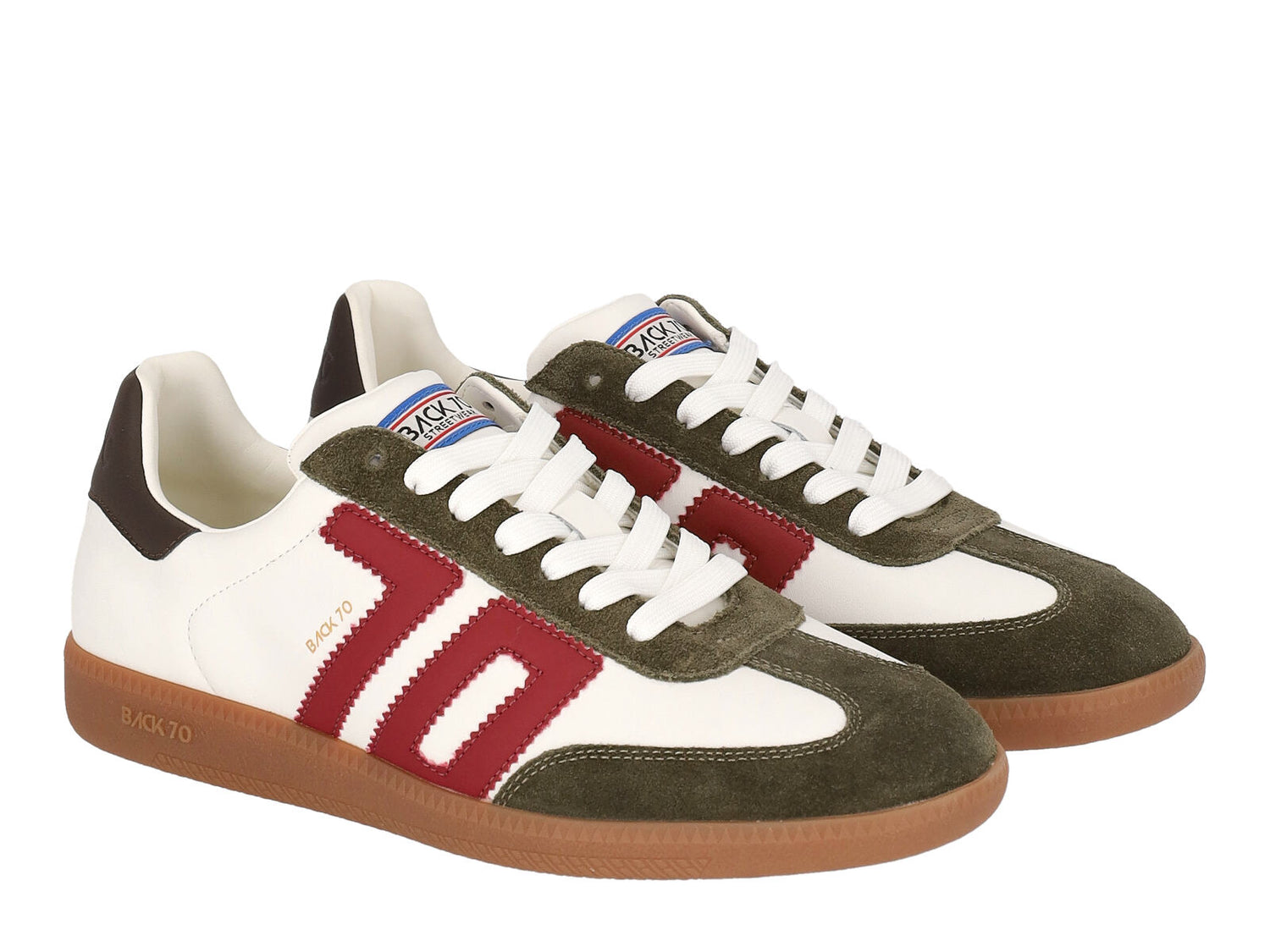 Sneakers in pelle e camoscio con riporti rossi