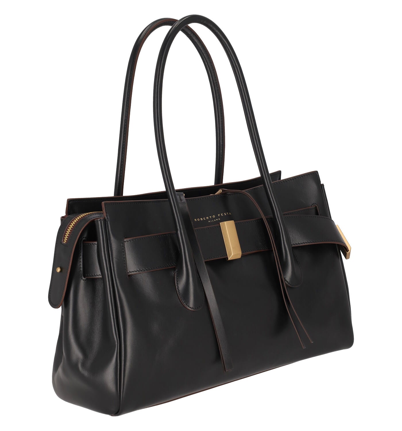 Borsa in pelle con manici lunghi