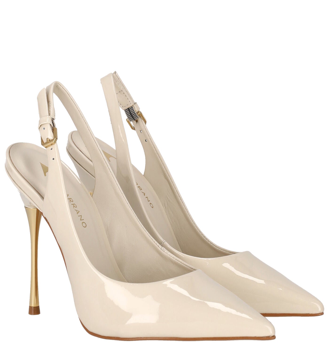 Chanel in vernice tacco oro alto 11 cm