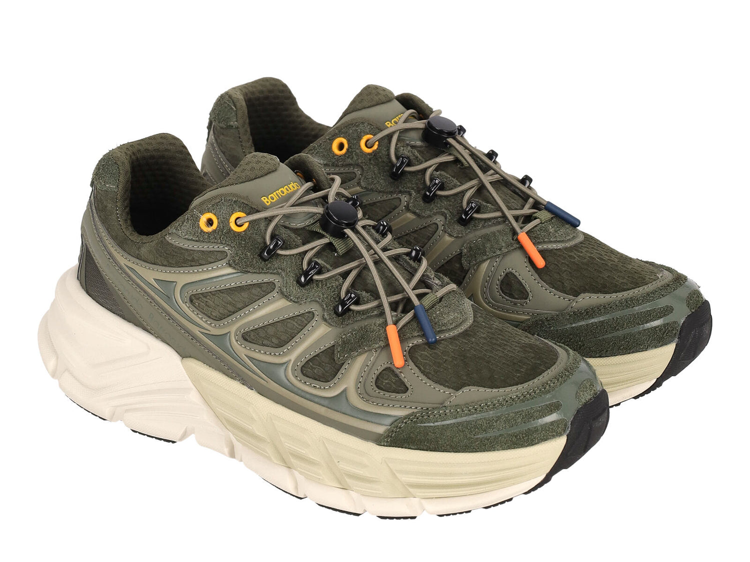 Sneakers in camoscio e riporti gommati con lacci elastici