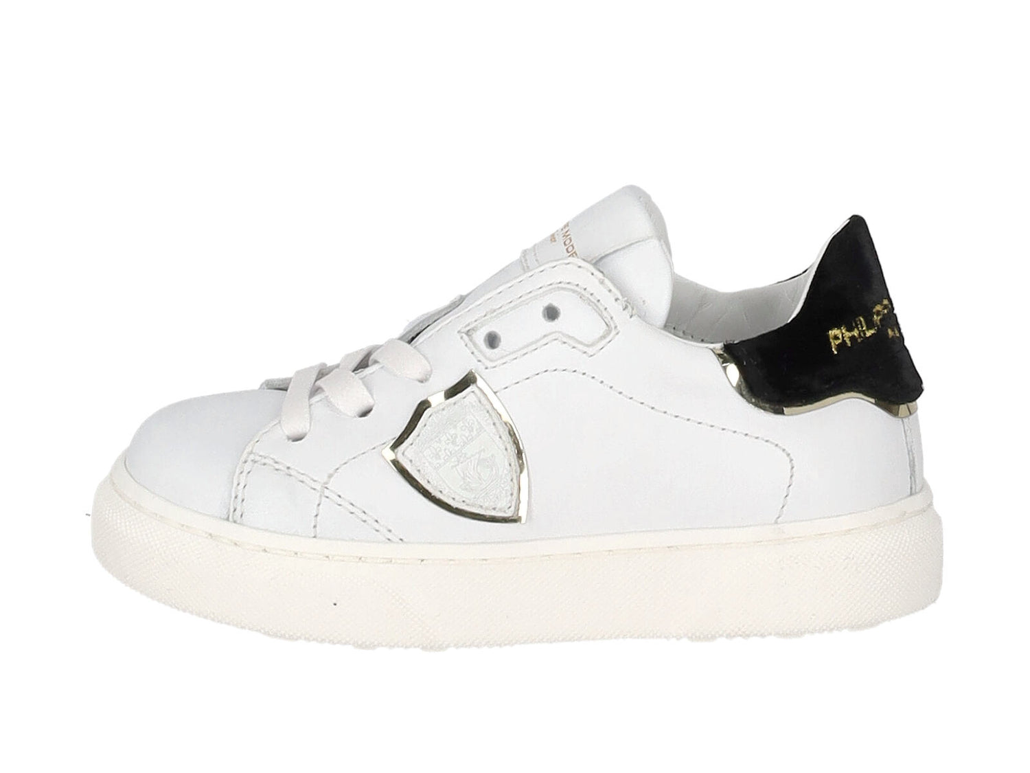 Sneakers in pelle con riporto in velluto