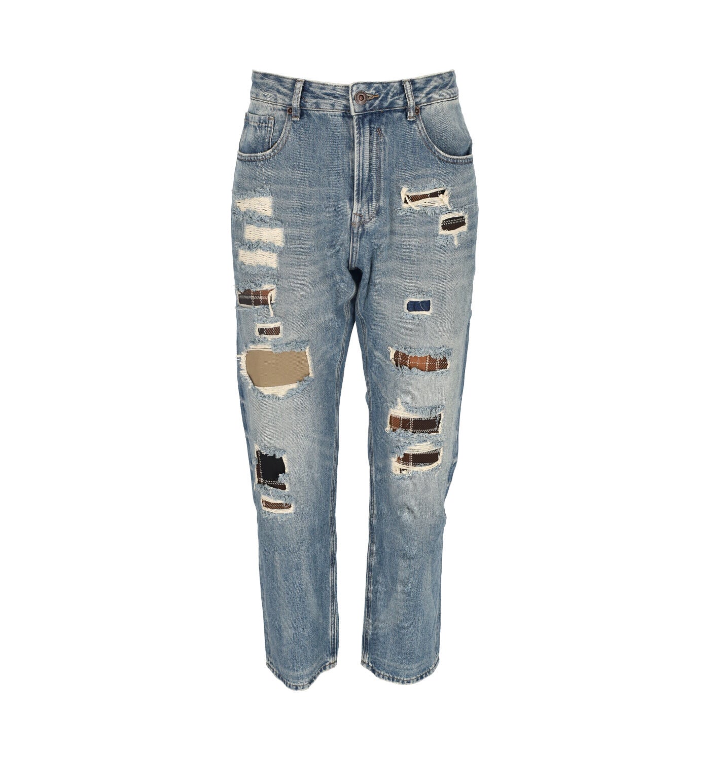 Jeans dritto con rotture