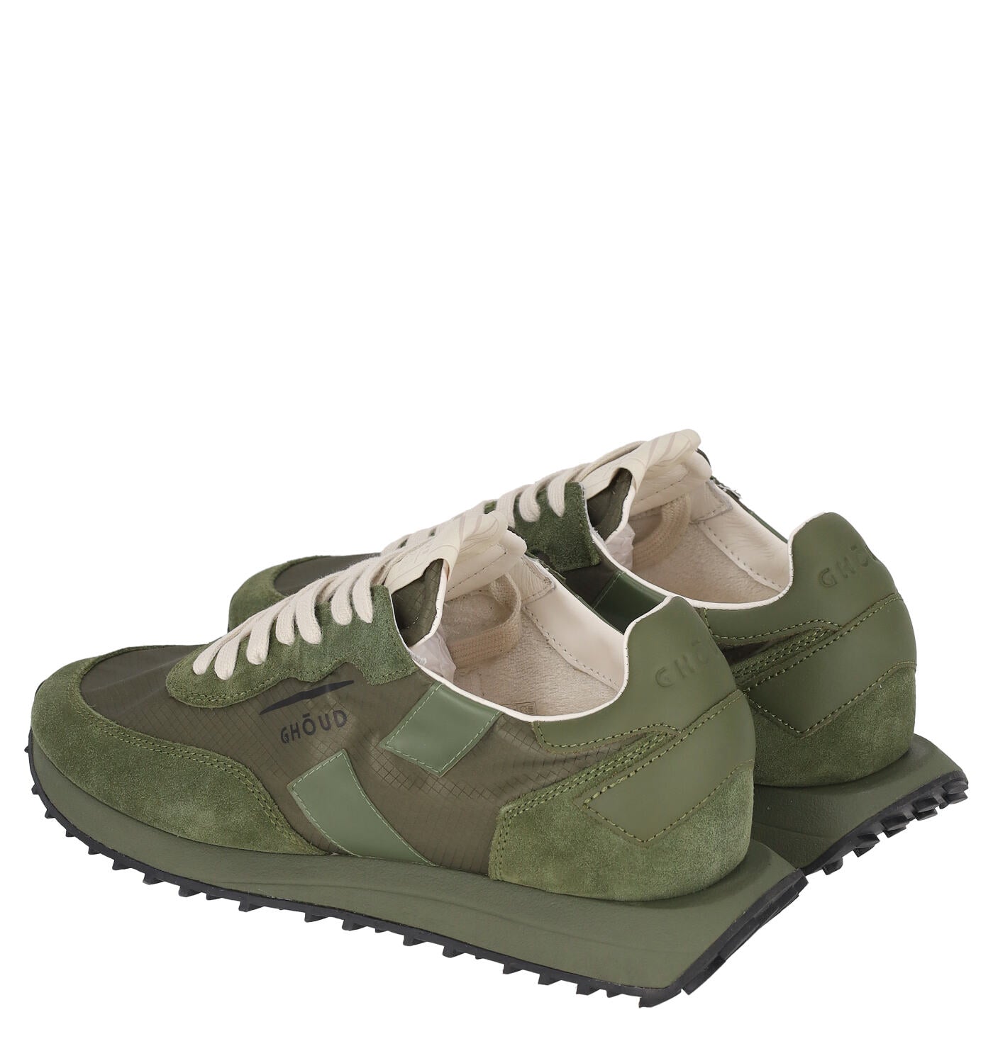 Sneakers in tessuto e camoscio con suola in gomma