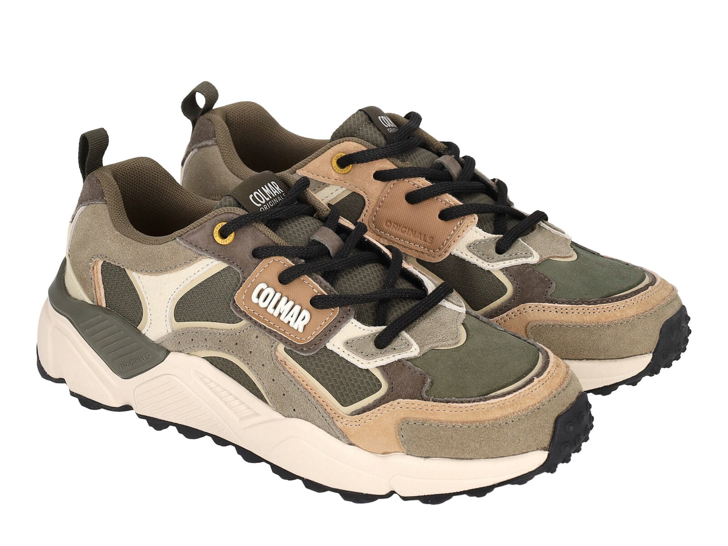 Sneakers in camoscio e tessuto con suola in gomma
