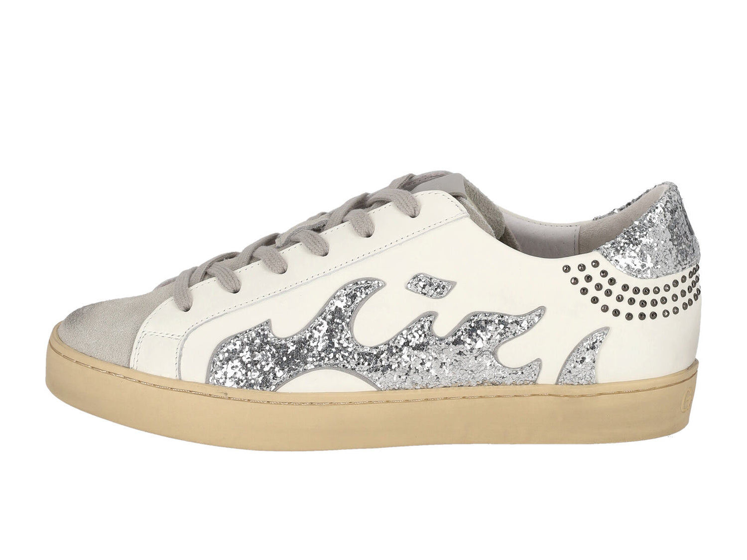 Sneakers con glitter e riporti argento