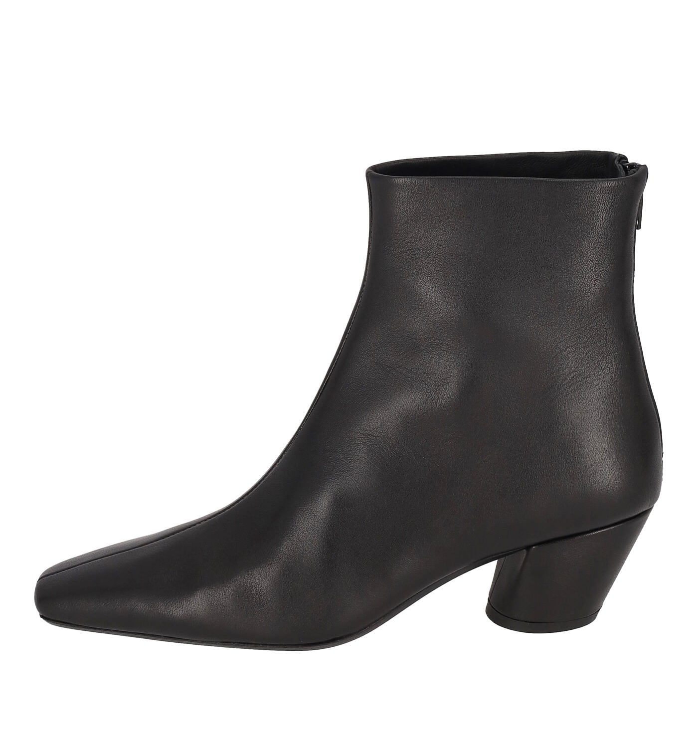 Tronchetto in pelle con chiusura zip , tacco altezza 5 cm