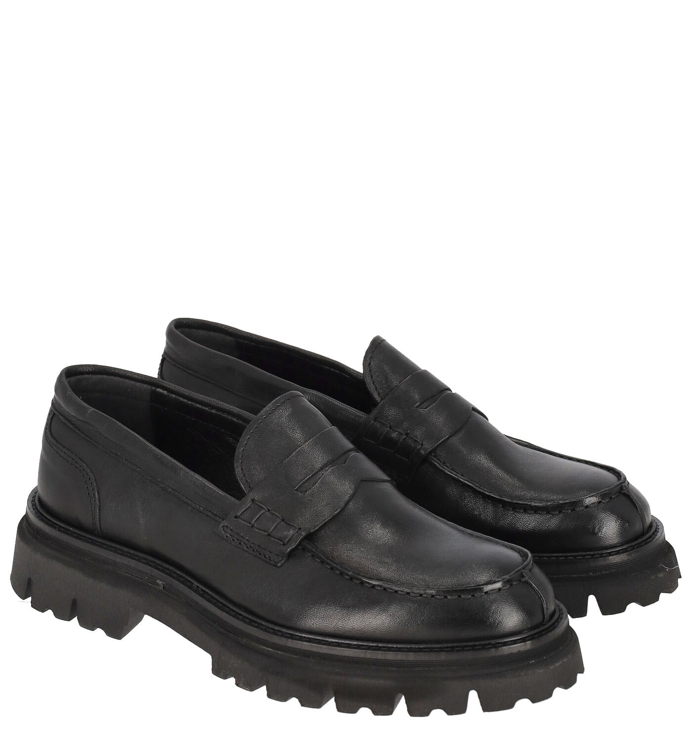 Mocassino in pelle vintage con bendina, fondo roccia