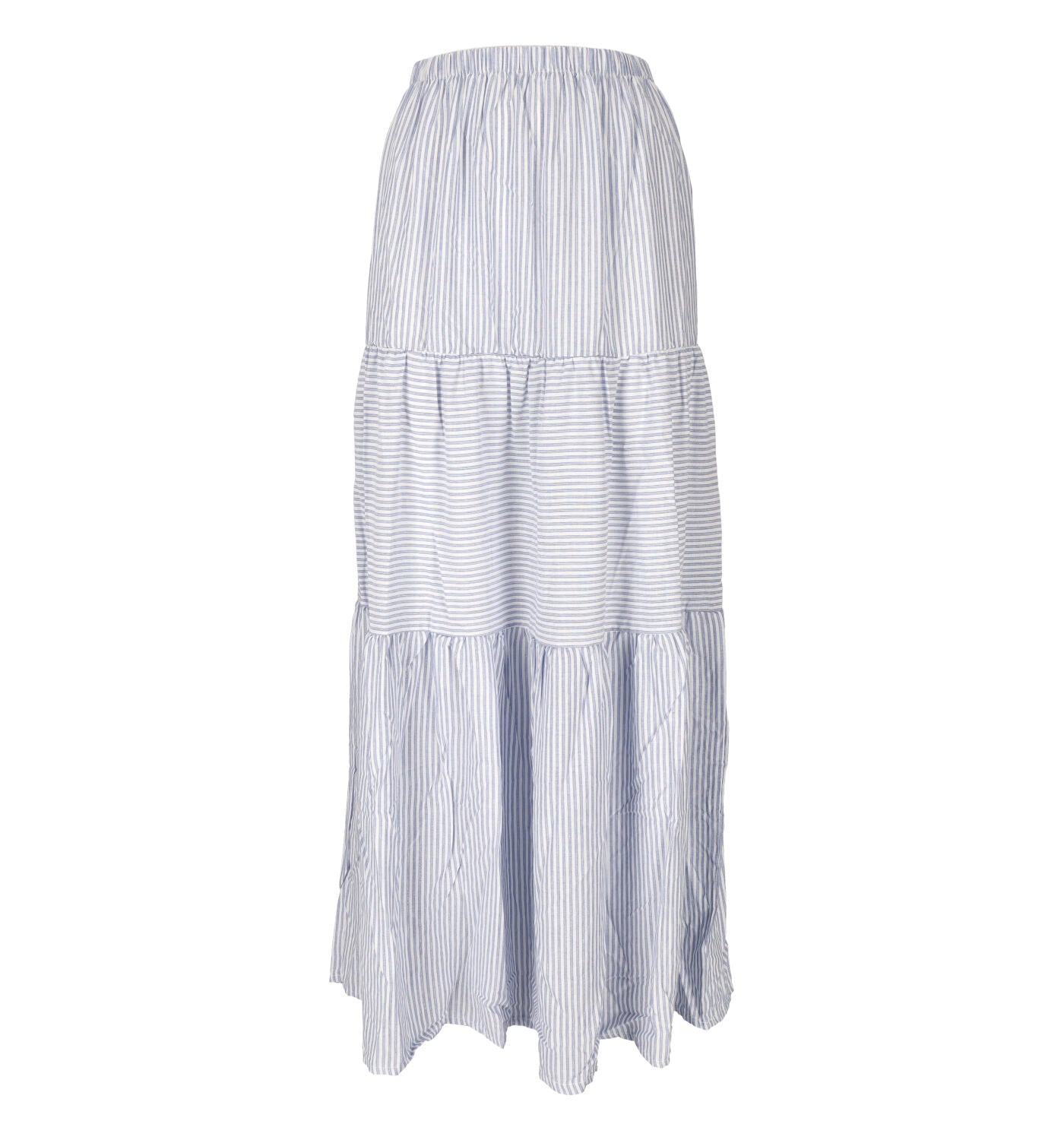 Gonna lunga copricostume con balze rigata lurex