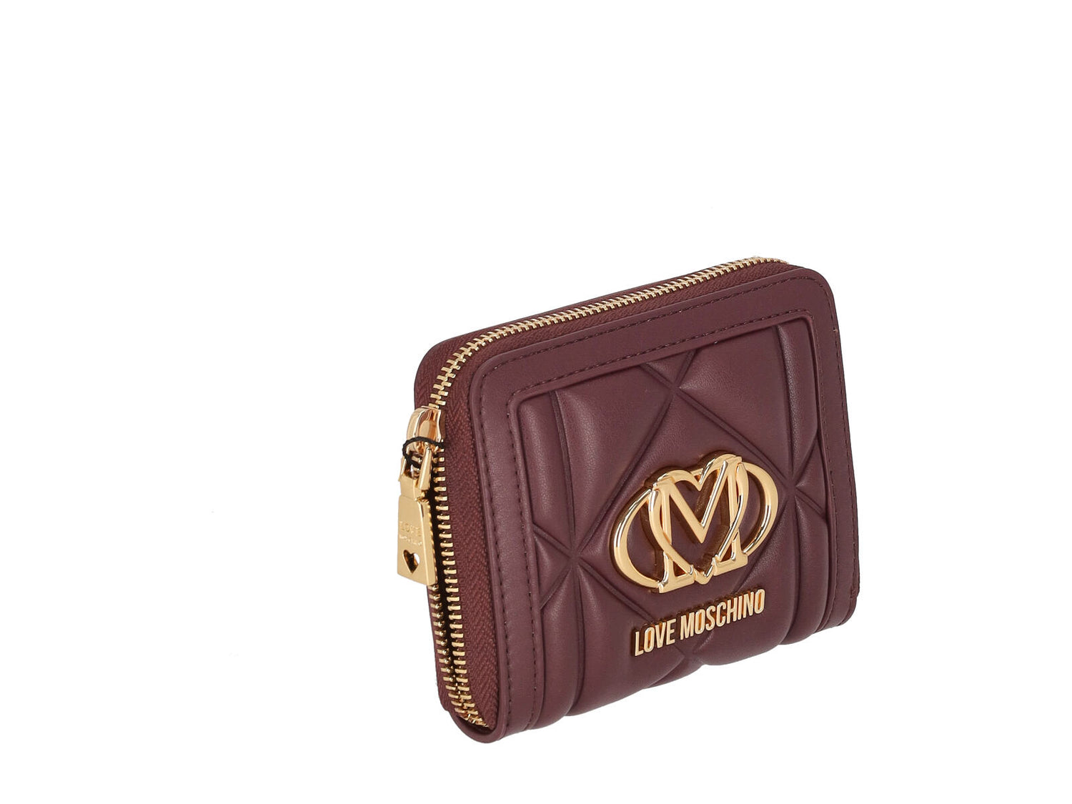 Portafoglio piccolo trapuntato zip around con logo oro