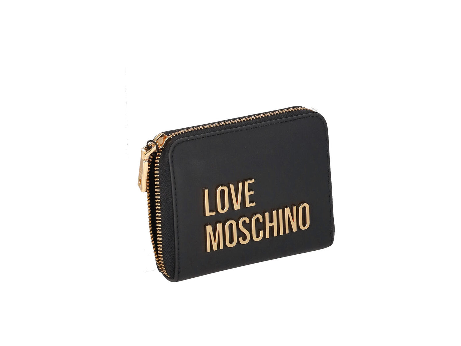 Portafoglio zip around con logo lettering oro grande