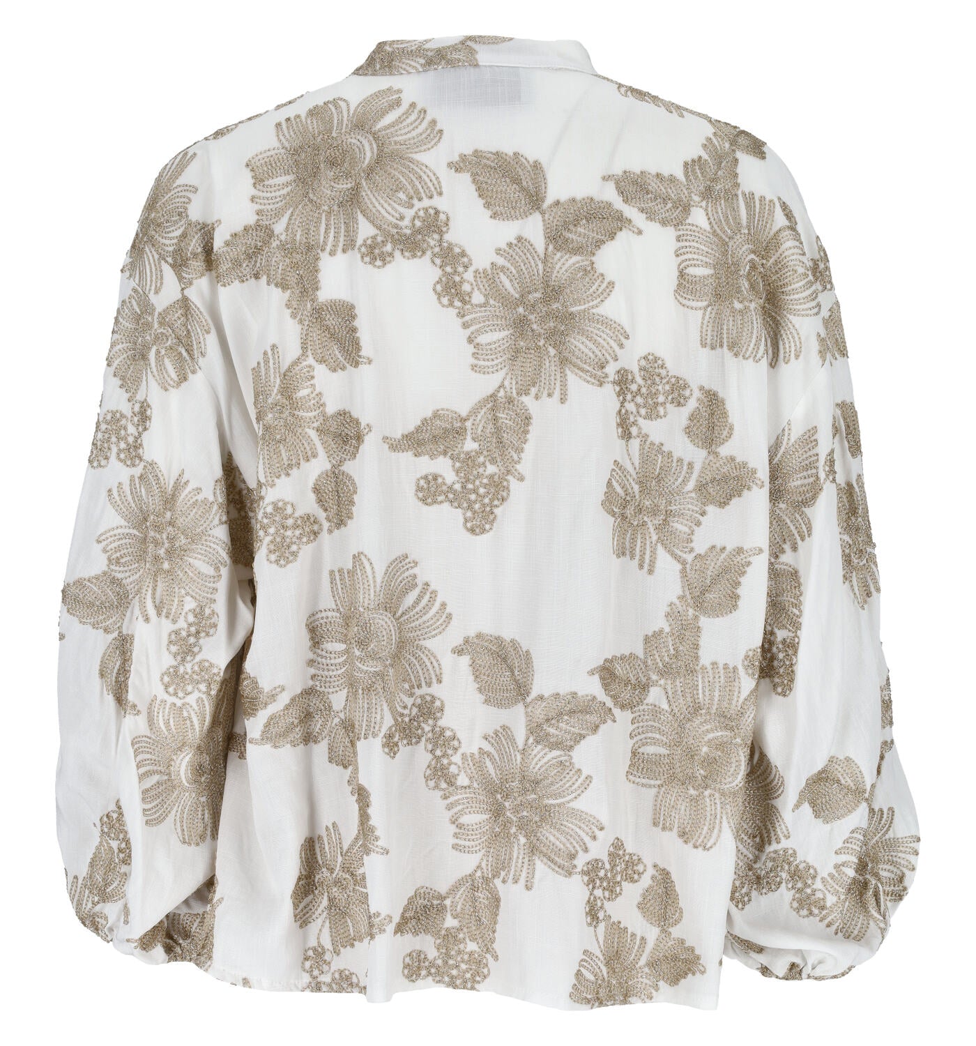 Camicia manica palloncino con ricami oro