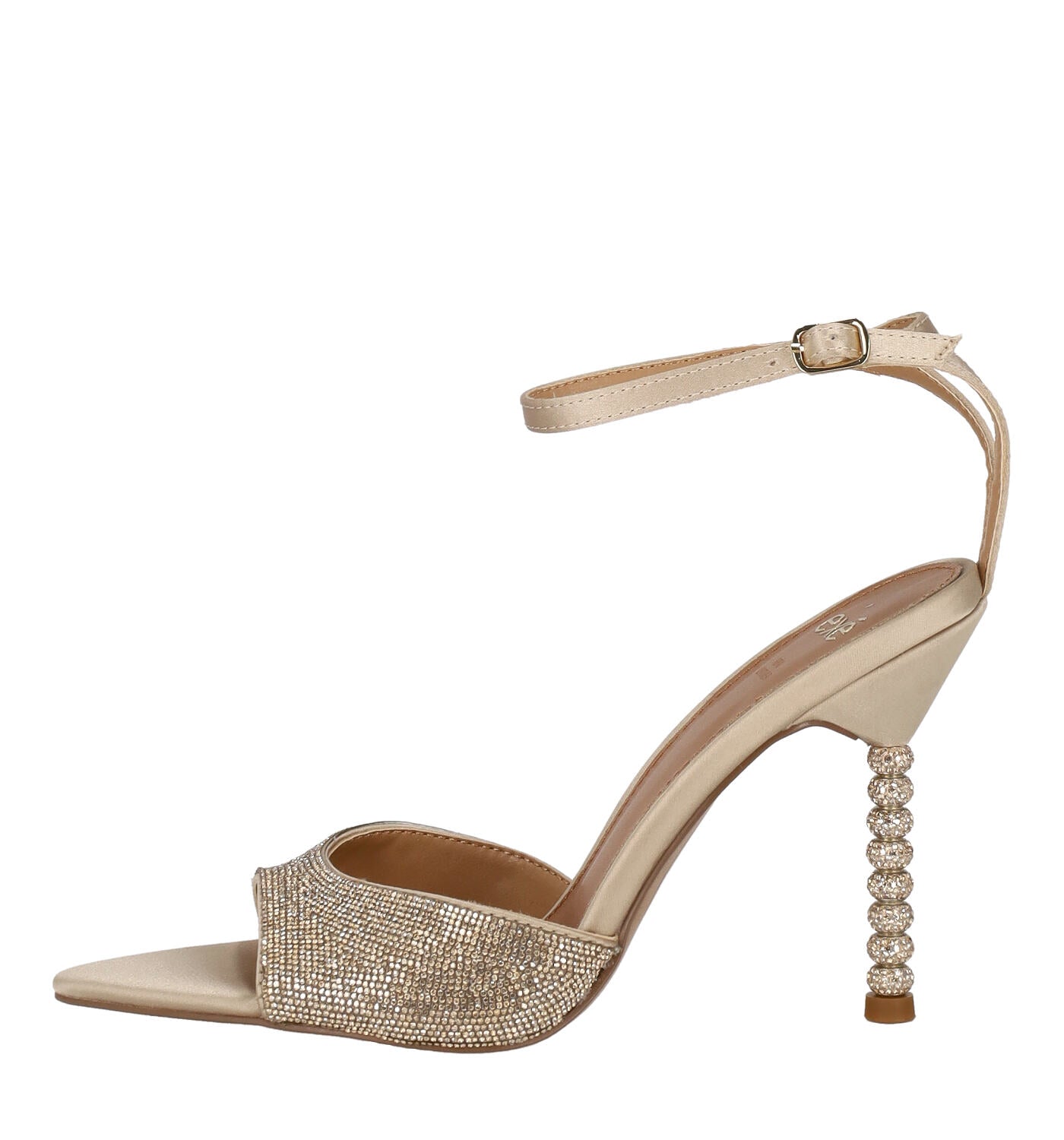 Sandalo forma a punta con tacco e fascia strass, tacco alto 10 cm JOY