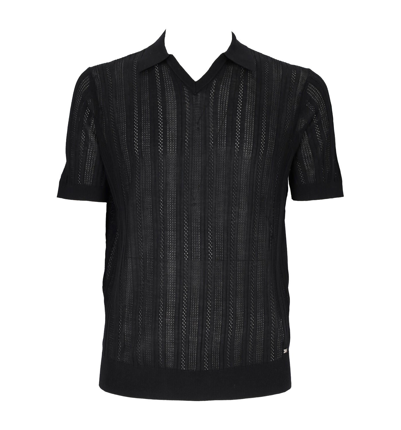 Polo bowling mezza manica traforata in crochet, finezza quattordici