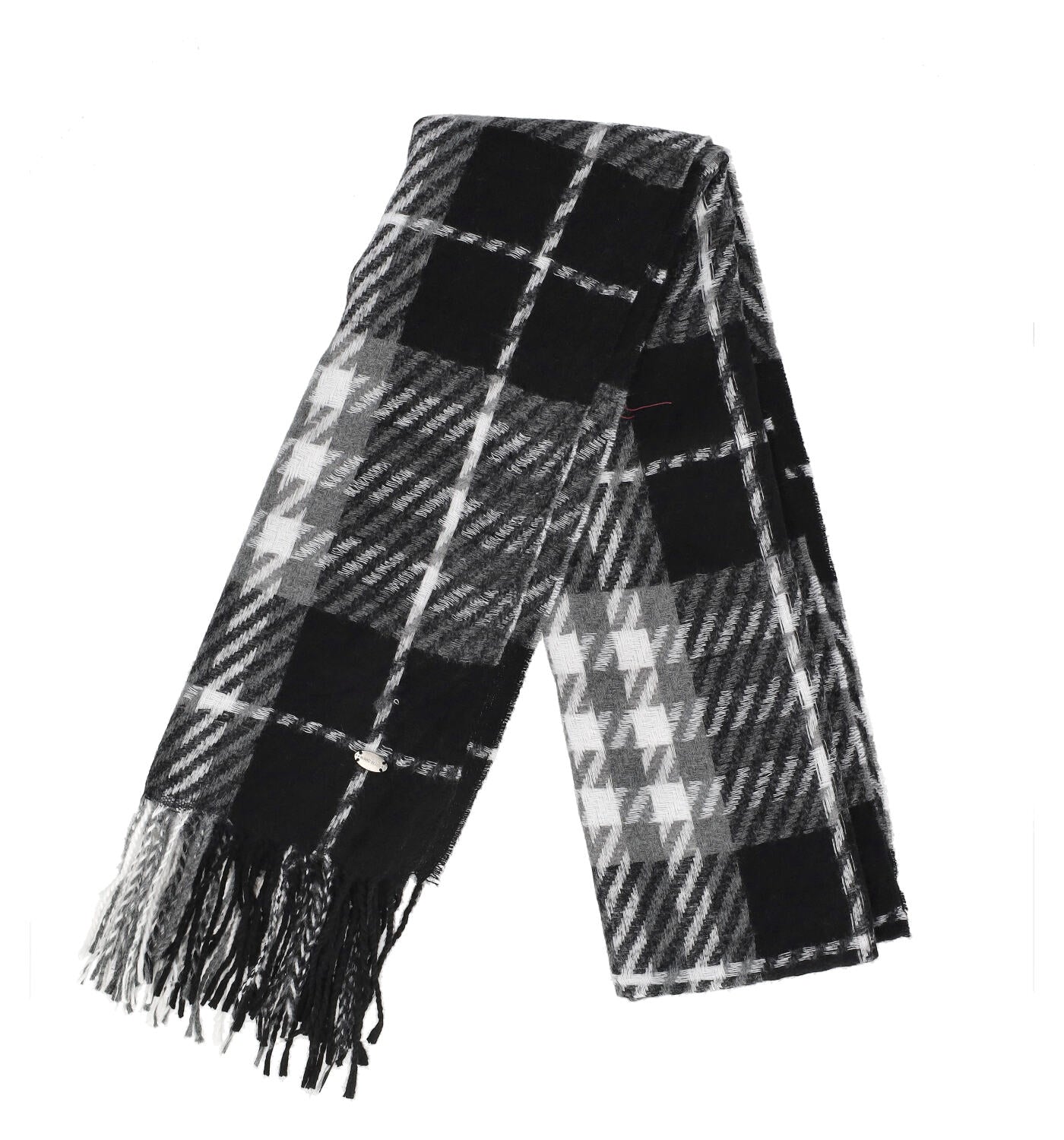 Sciarpa a fantasia quadri con frange