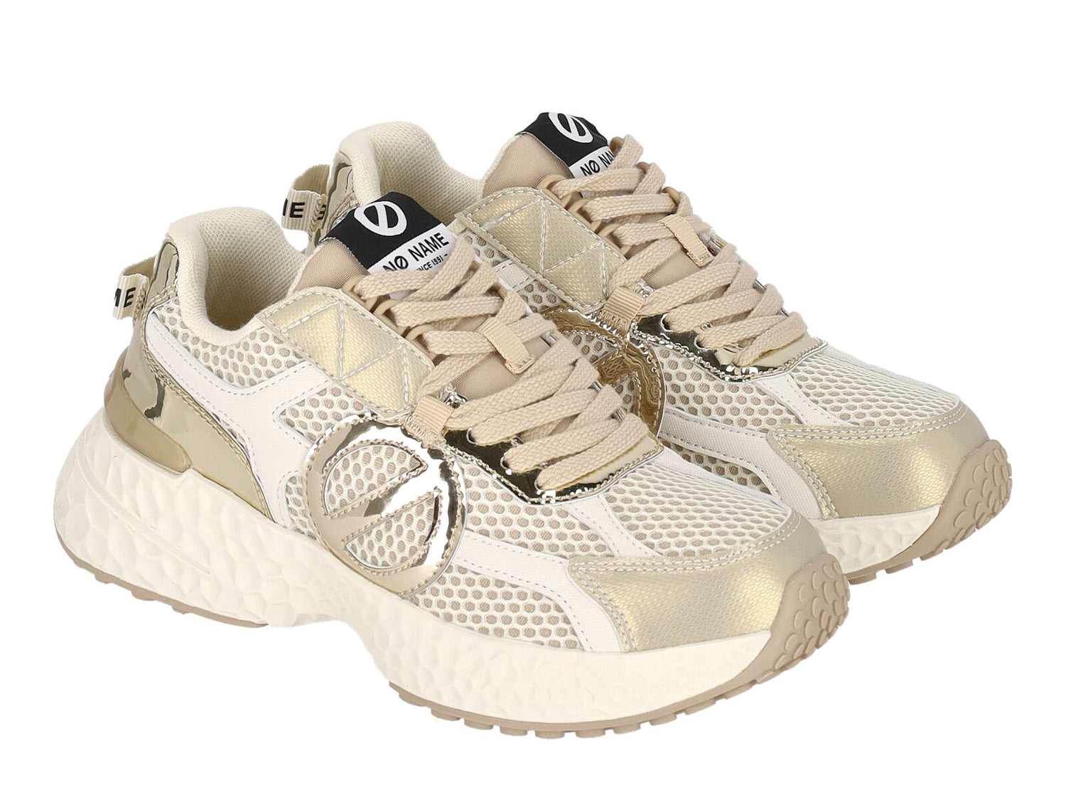 Sneakers inpelle specchiata e rete