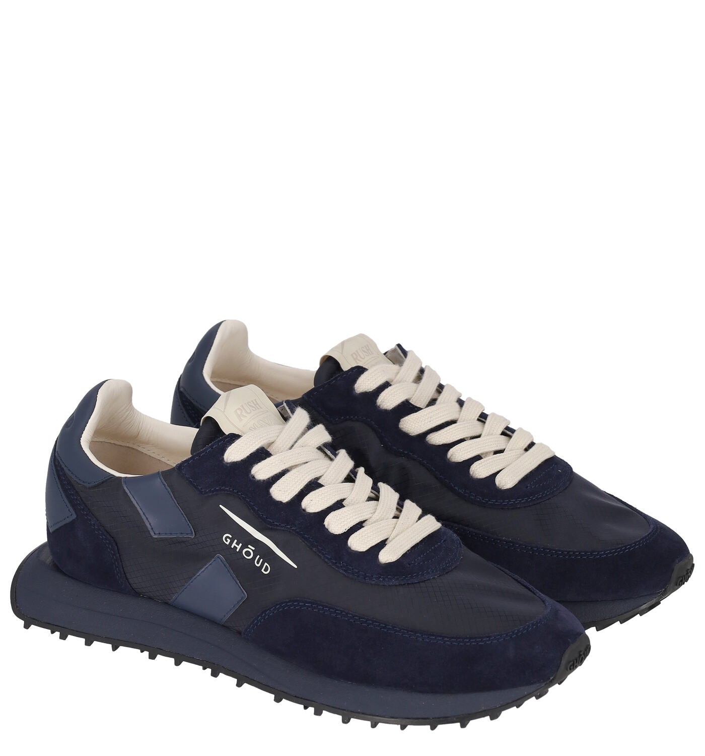 Sneakers in tessuto e camoscio con suola in gomma