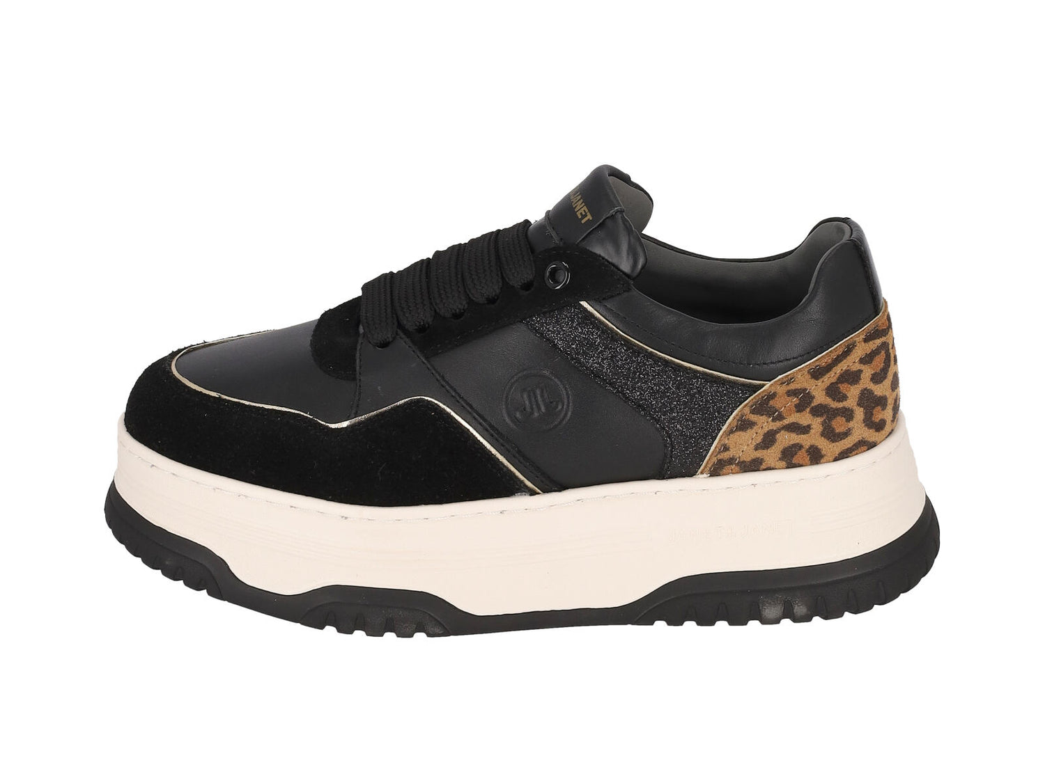 Sneakers in ecopelle e camoscio con riporto leopardato