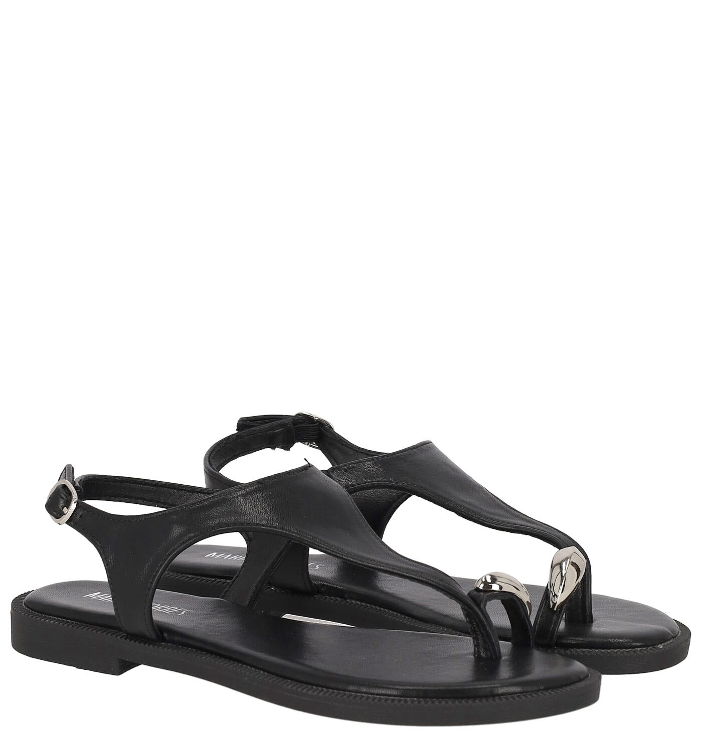 Sandalo infradito accollato con anello, tacco alto 2 cm