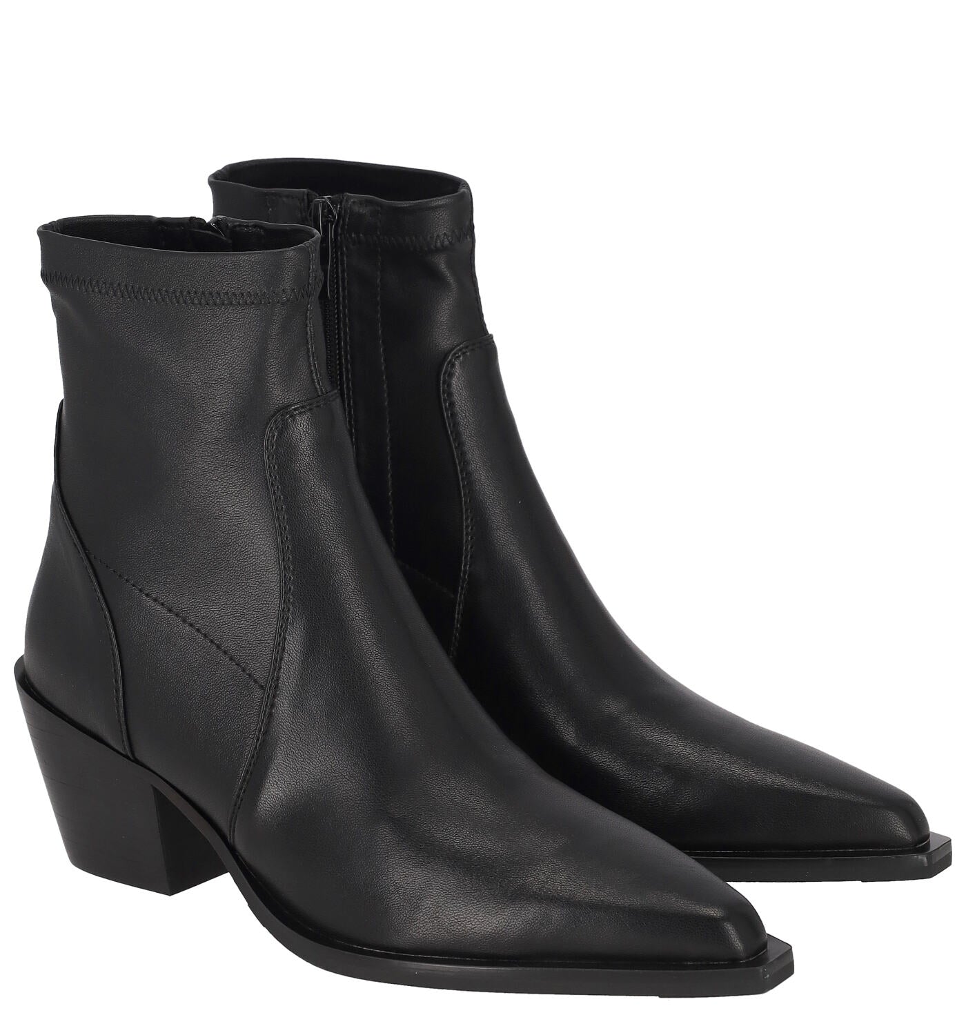 Tronchetto texano in ecopelle elasticizzata con tacco altezza 5 cm .