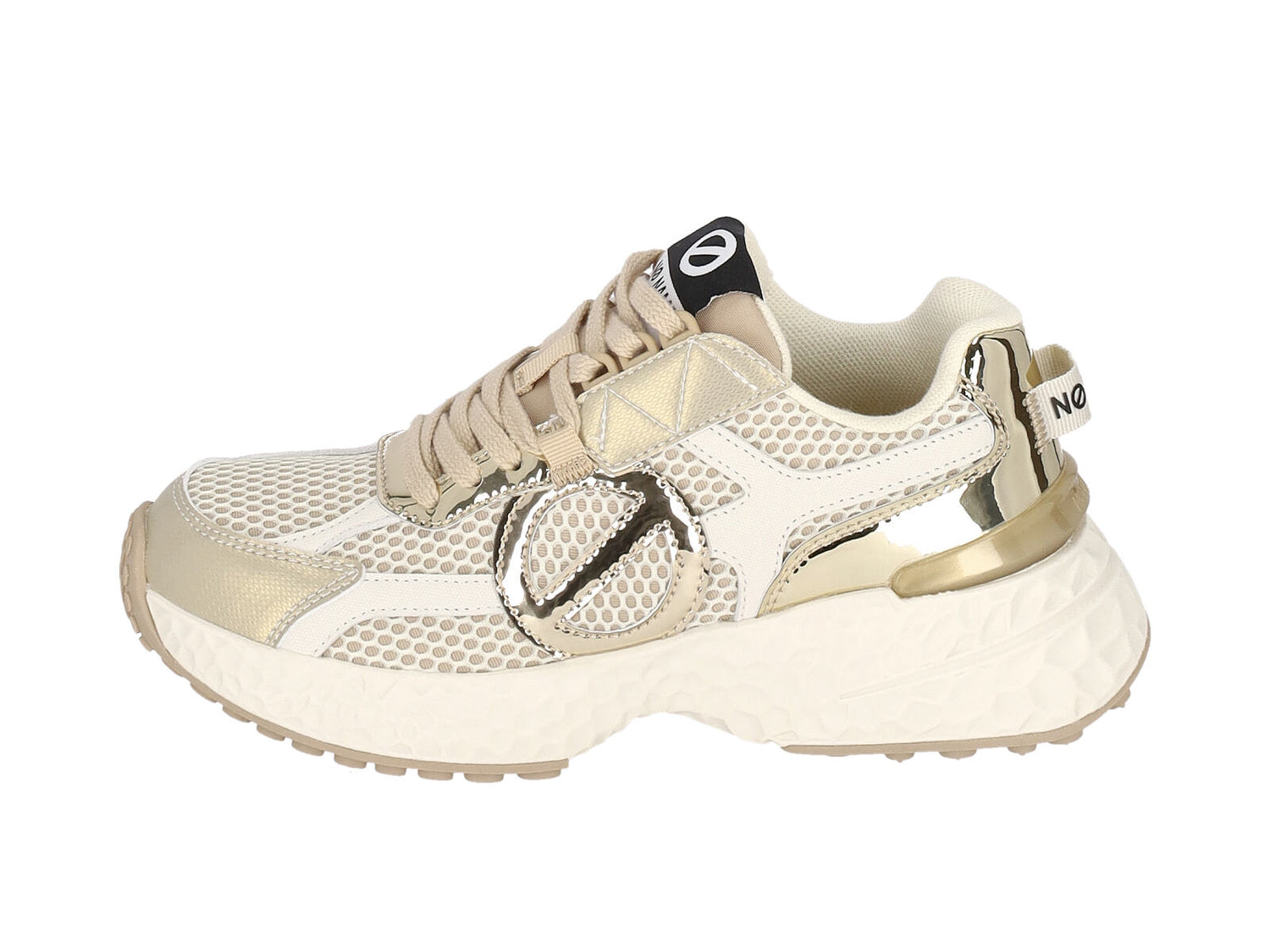 Sneakers inpelle specchiata e rete