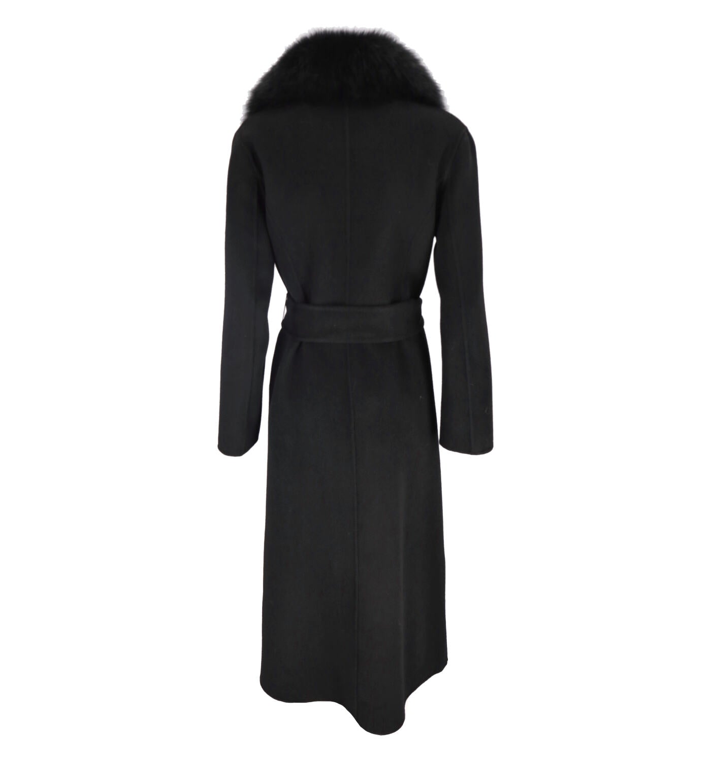 Cappotto lungo con cintura in vita più collo pelliccia in volpe