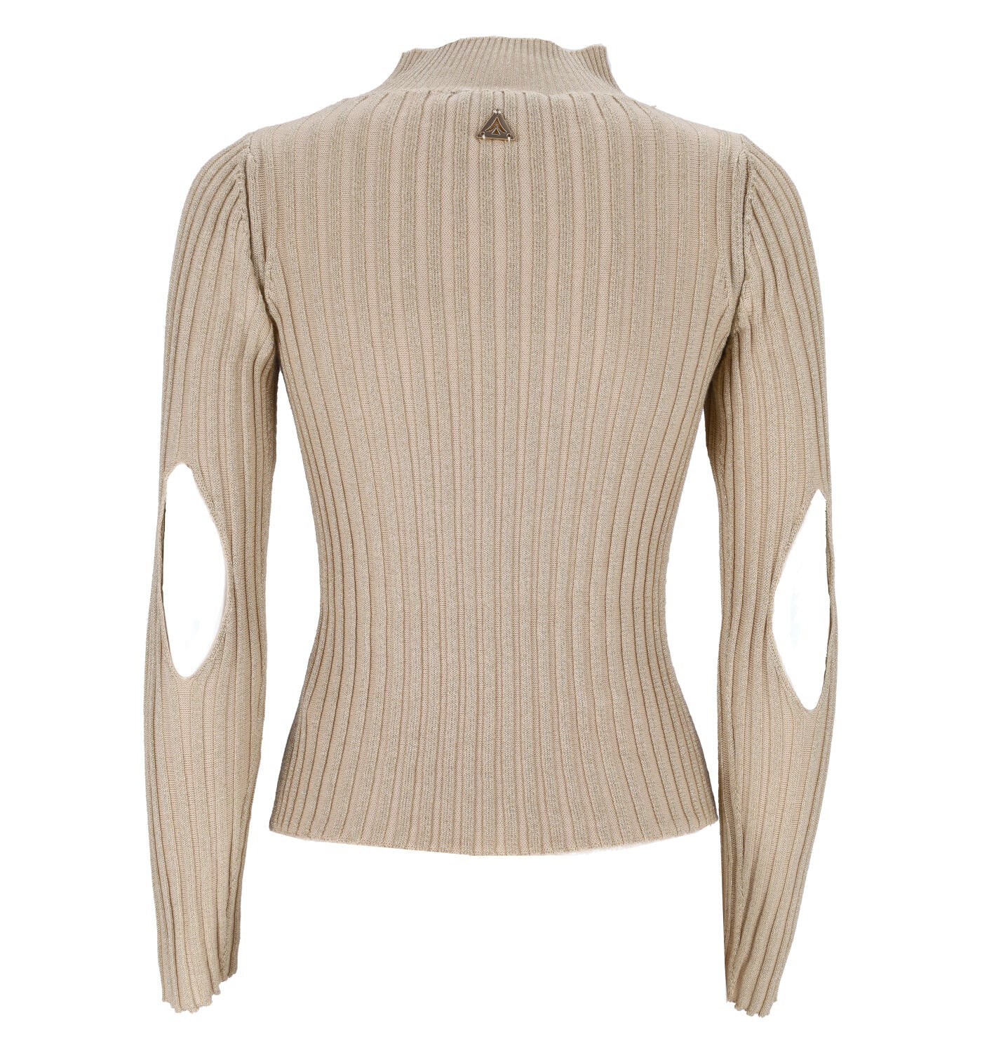 Maglia collo alto in tessuto lurex a costine