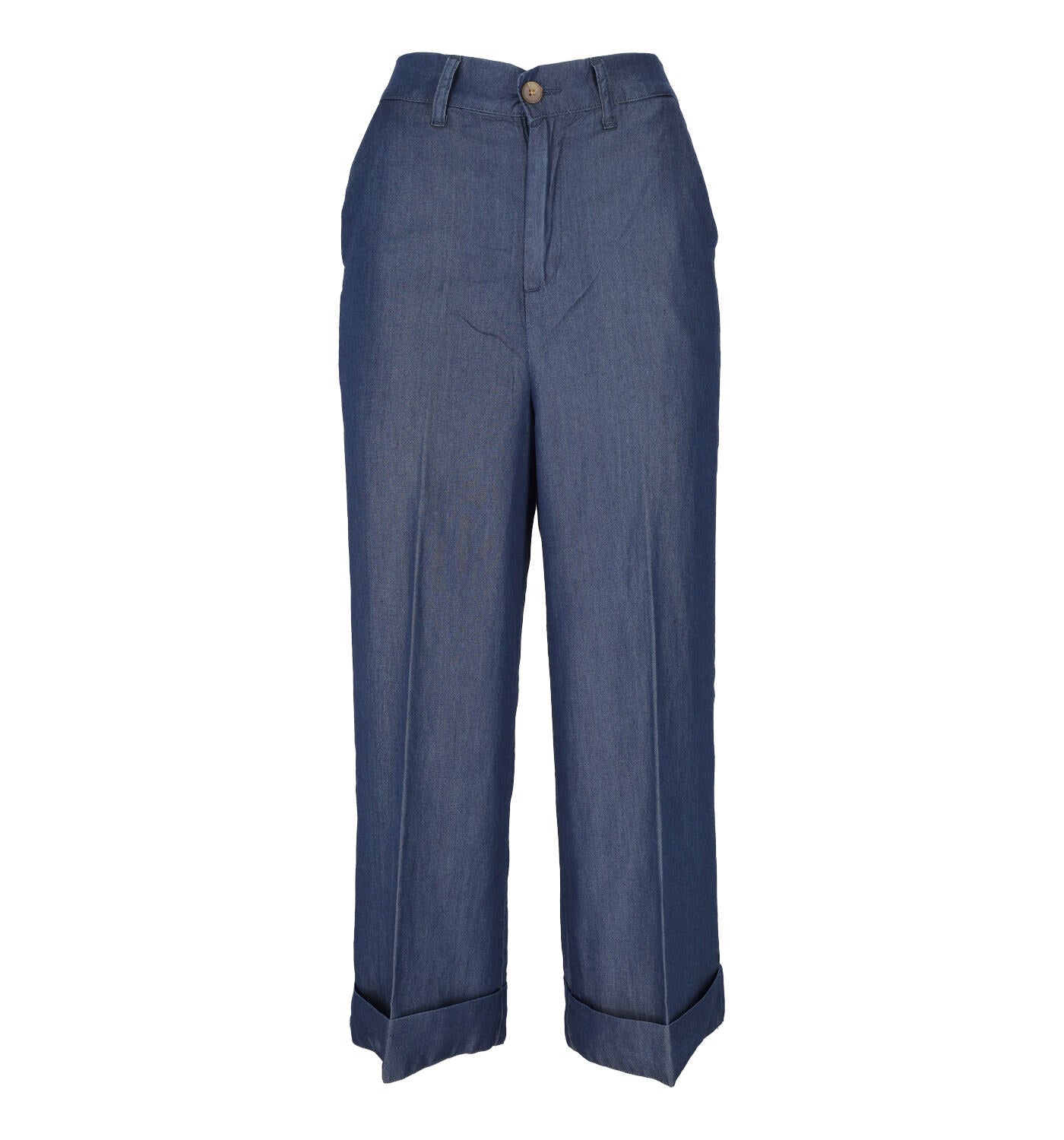 Pantalone cotone gaucho con piega elastico vita
