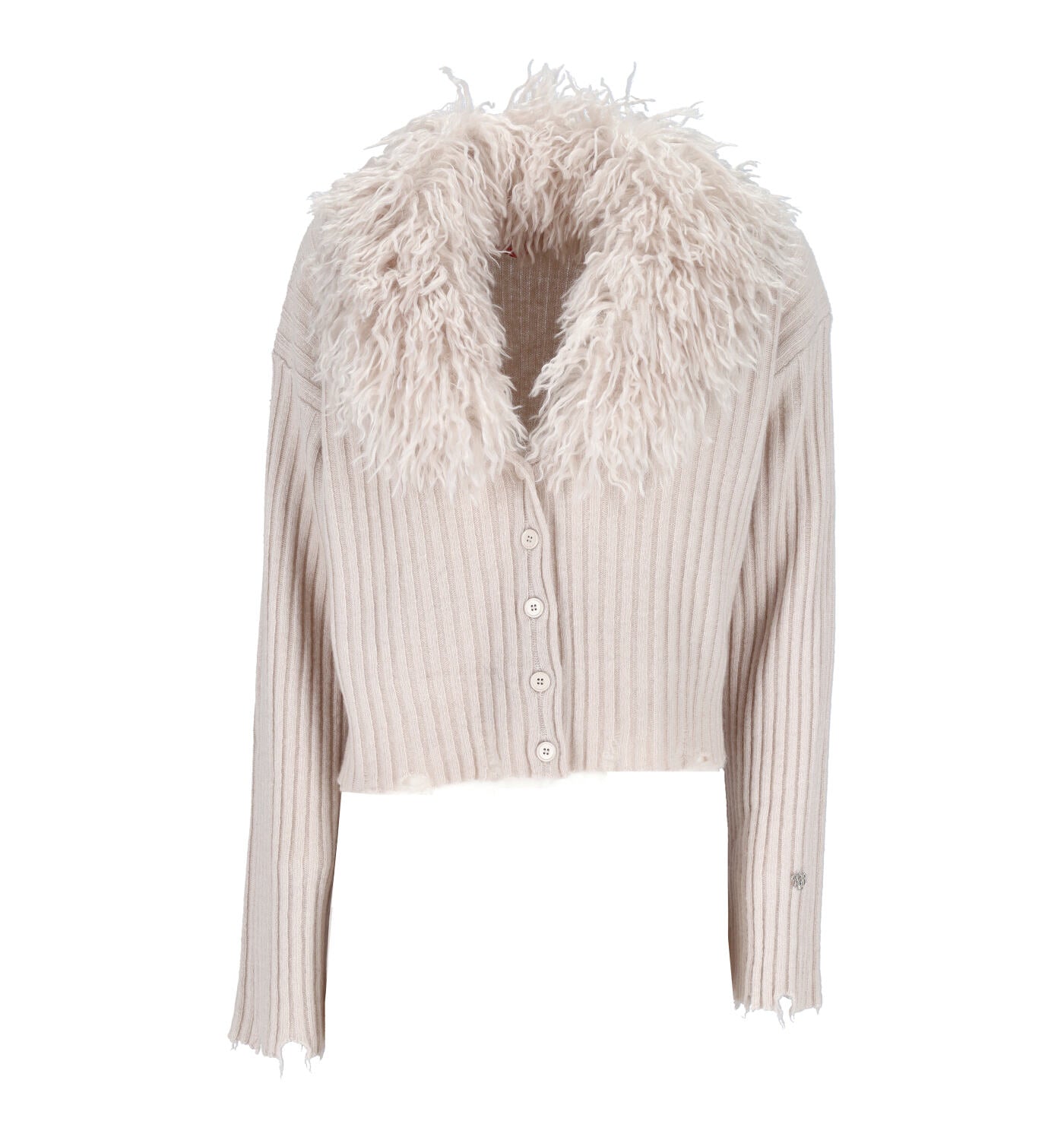 Cardigan corto con pelliccia removibile