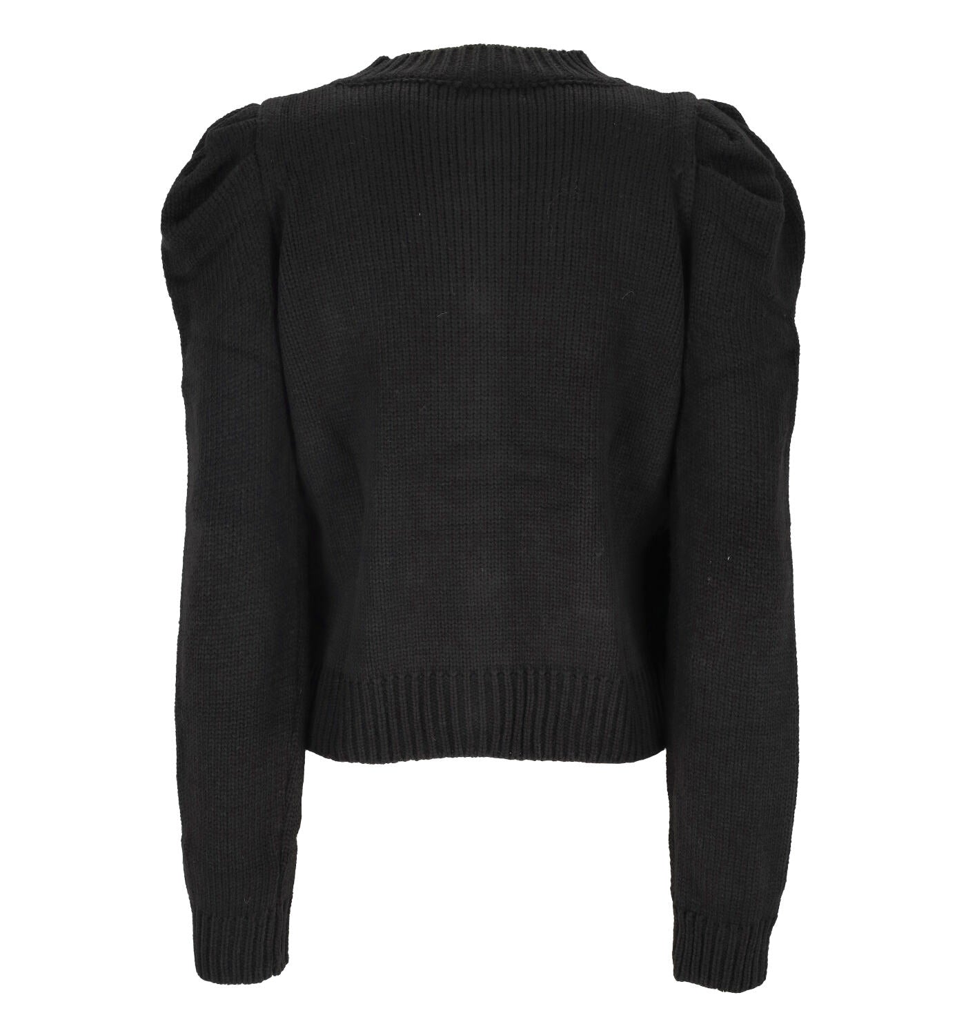 Cardigan in lana con bottoni swarovski e maniche a sbuffo