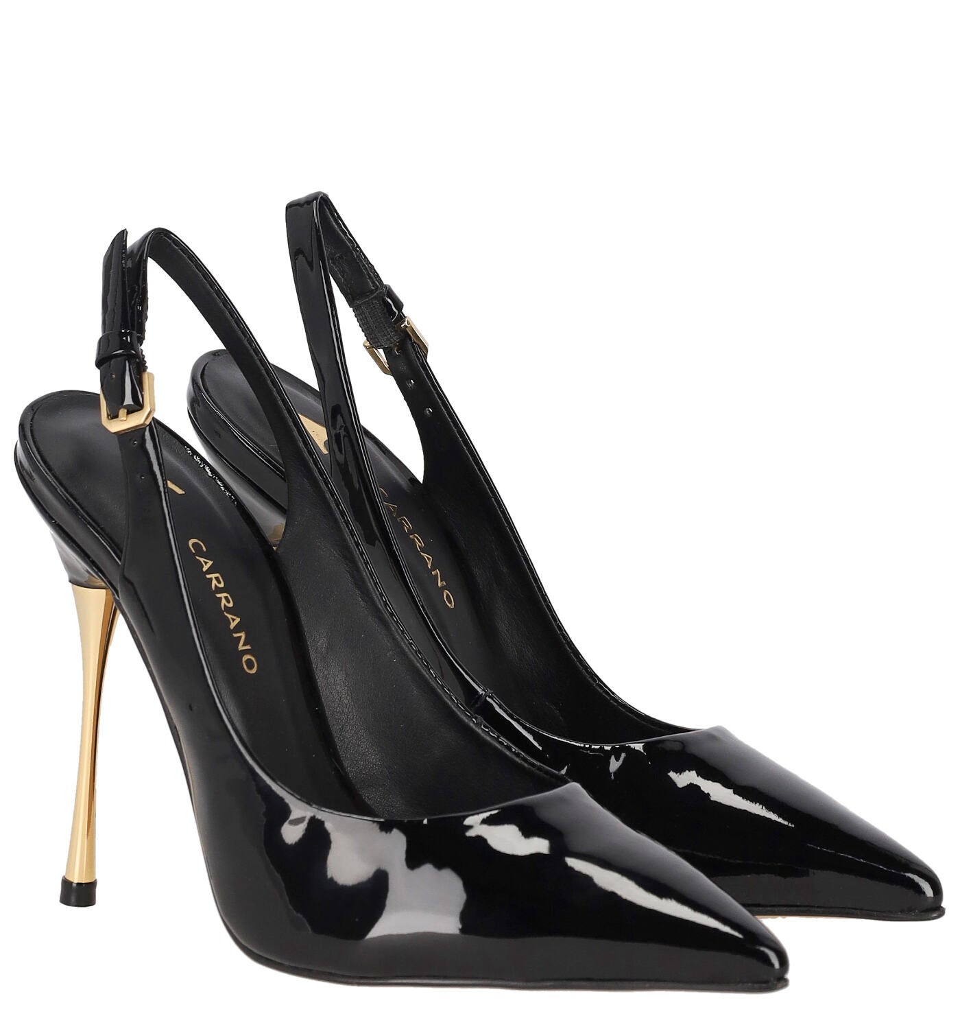Chanel in vernice tacco oro alto 11 cm